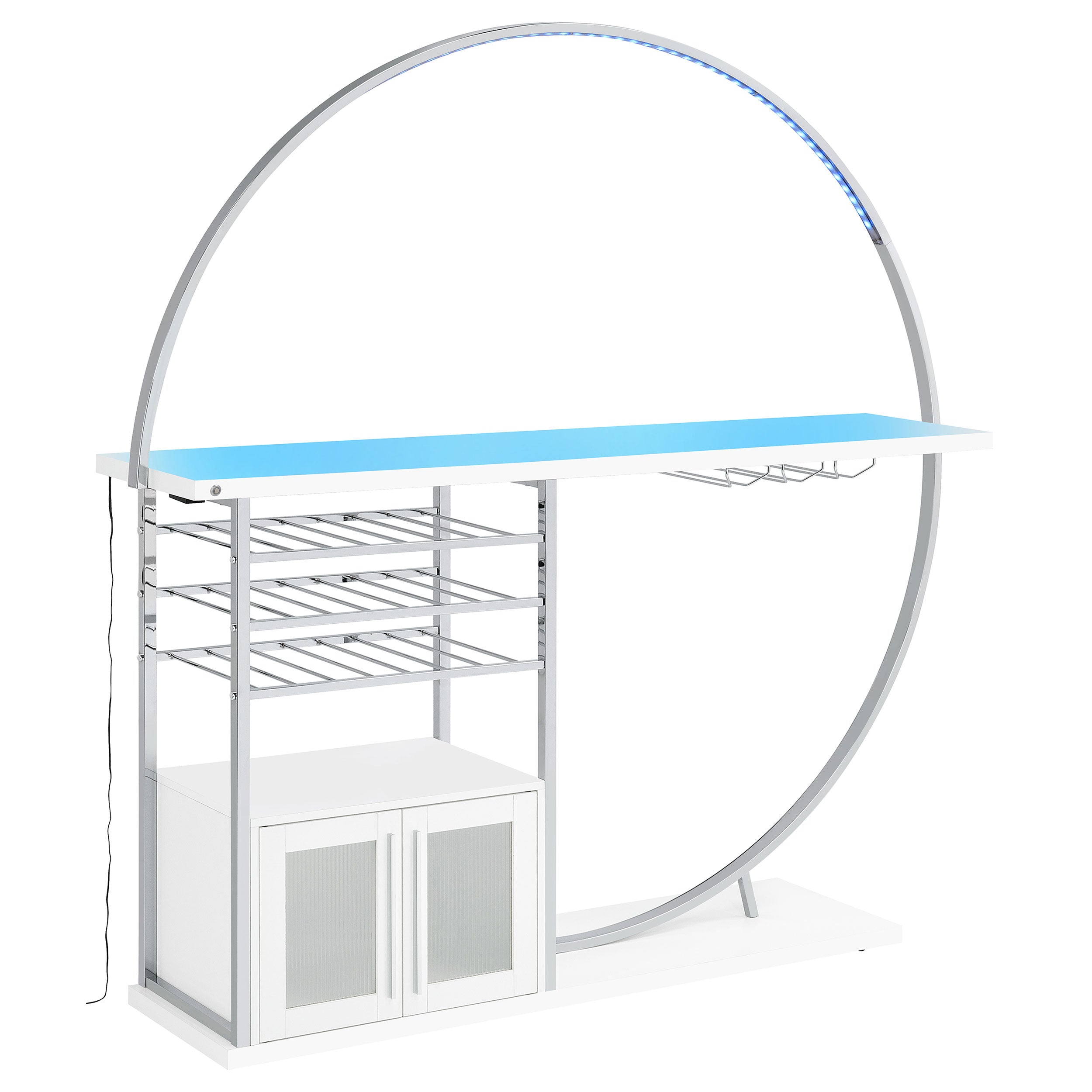 Risley 2-door Circular LED Wine Cabinet White High Gloss — view 9