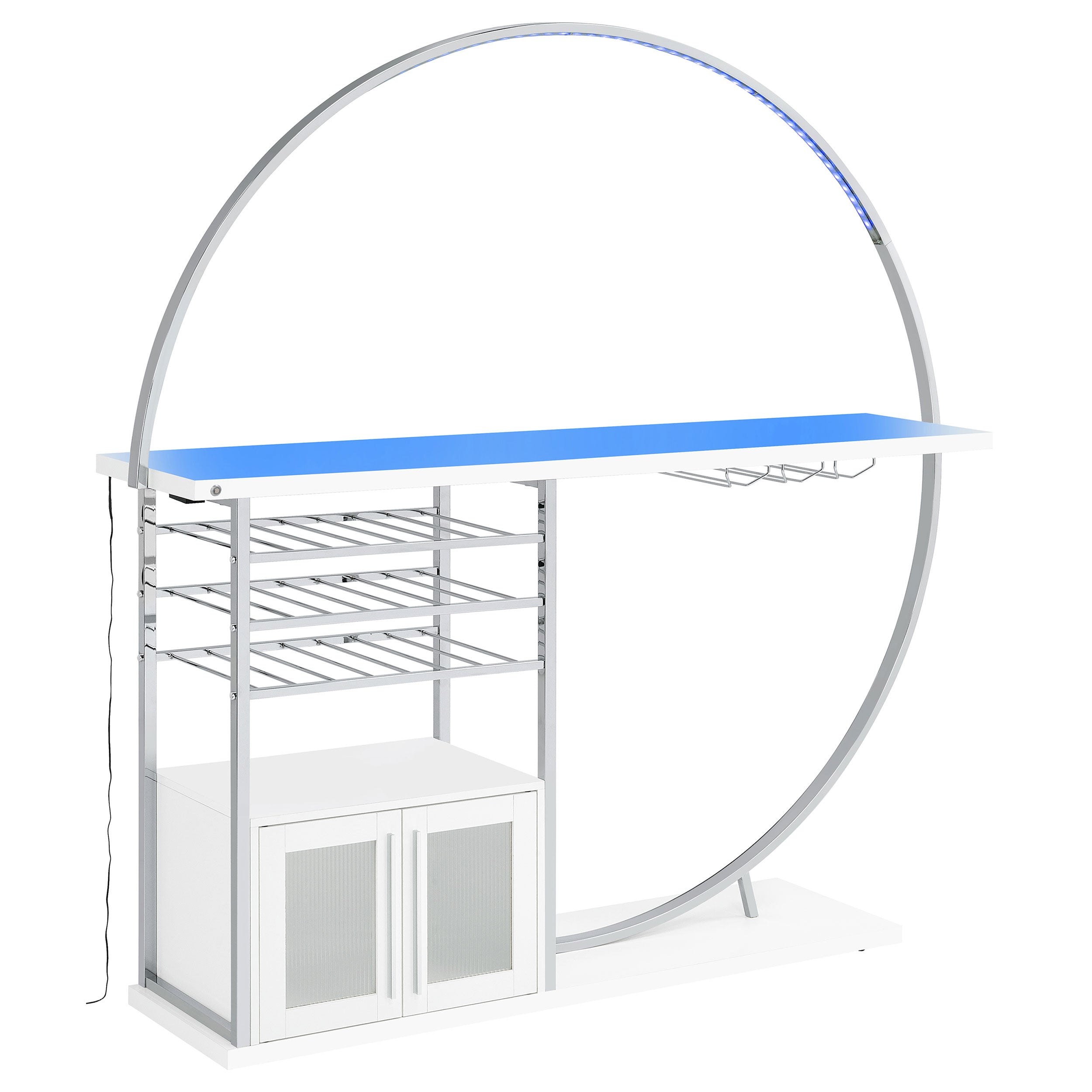 Risley 2-door Circular LED Wine Cabinet White High Gloss — view 10
