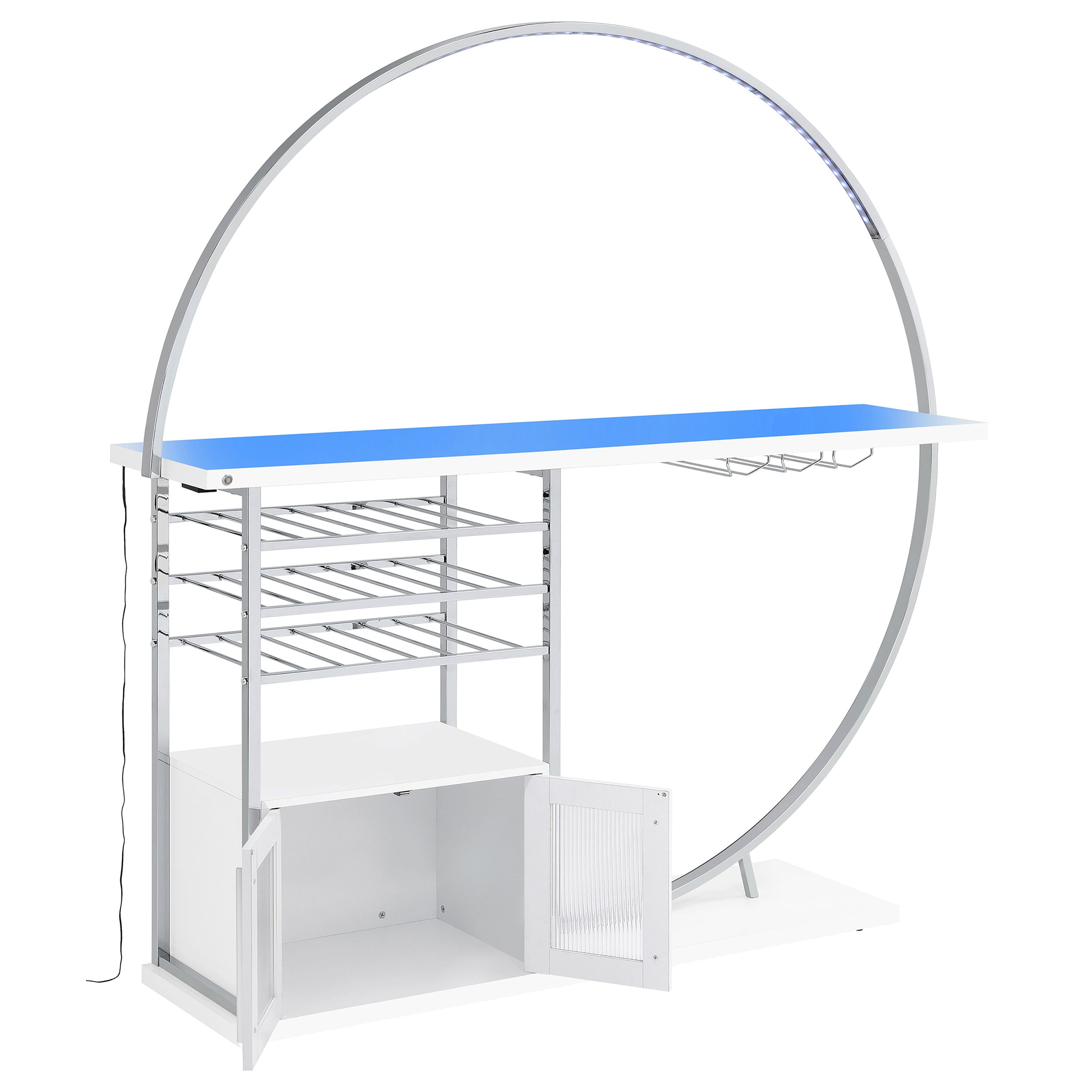 Risley 2-door Circular LED Wine Cabinet White High Gloss — view 11