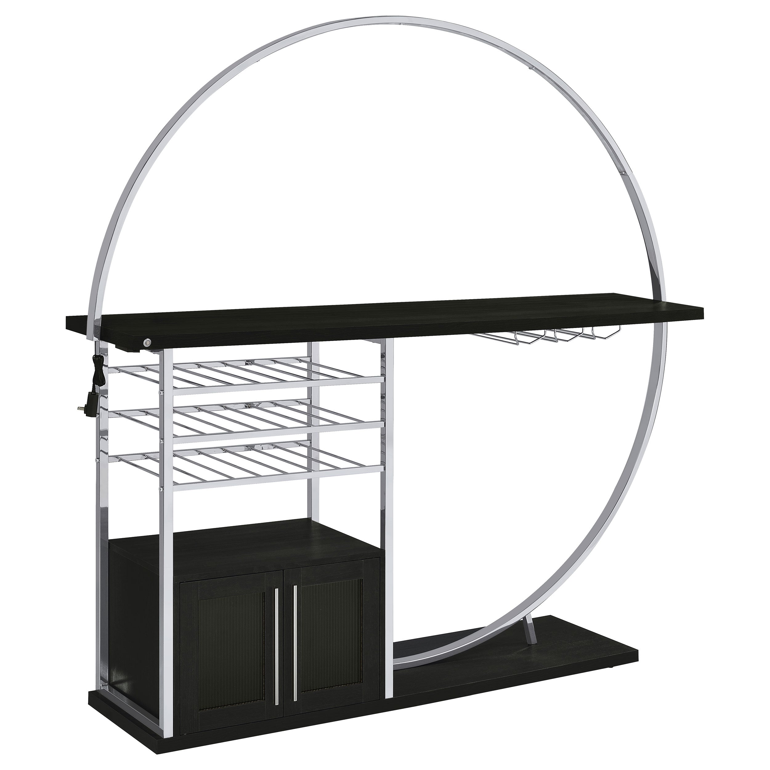 Risley 2-door Circular LED Wine Cabinet Dark Charcoal — view 1