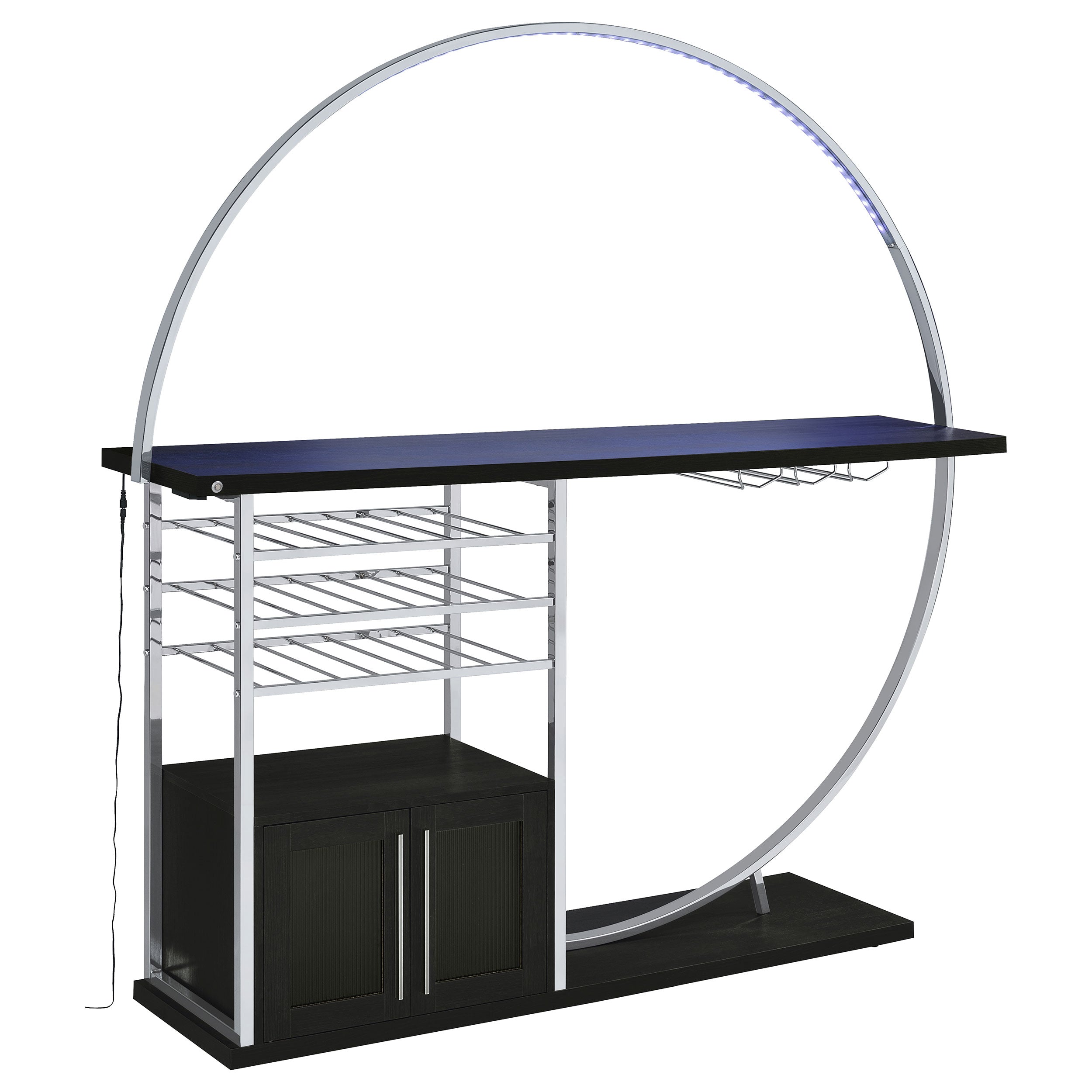Risley 2-door Circular LED Wine Cabinet Dark Charcoal — view 4