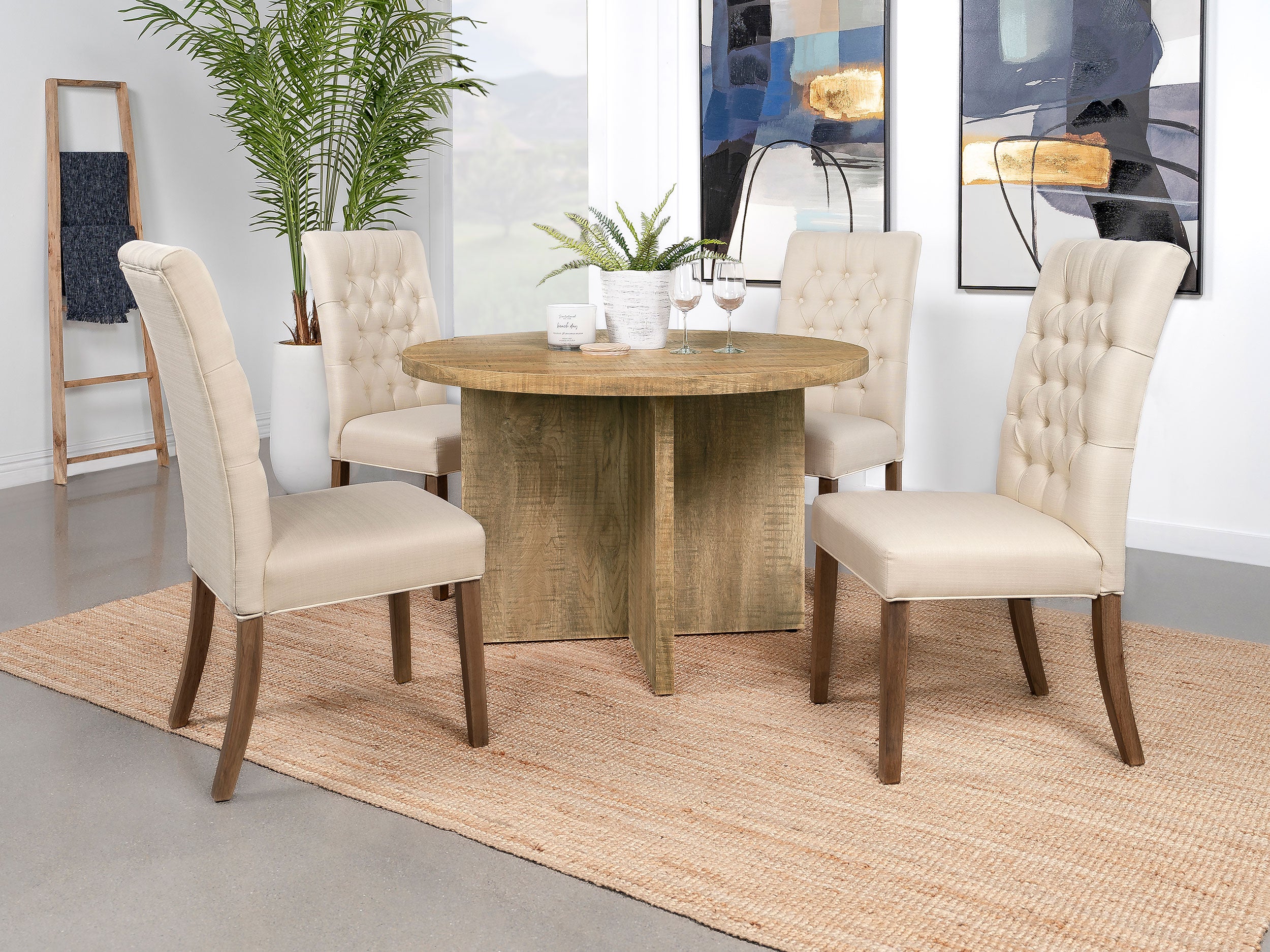Jamestown Round 47-inch Composite Wood Dining Table Mango — view 9