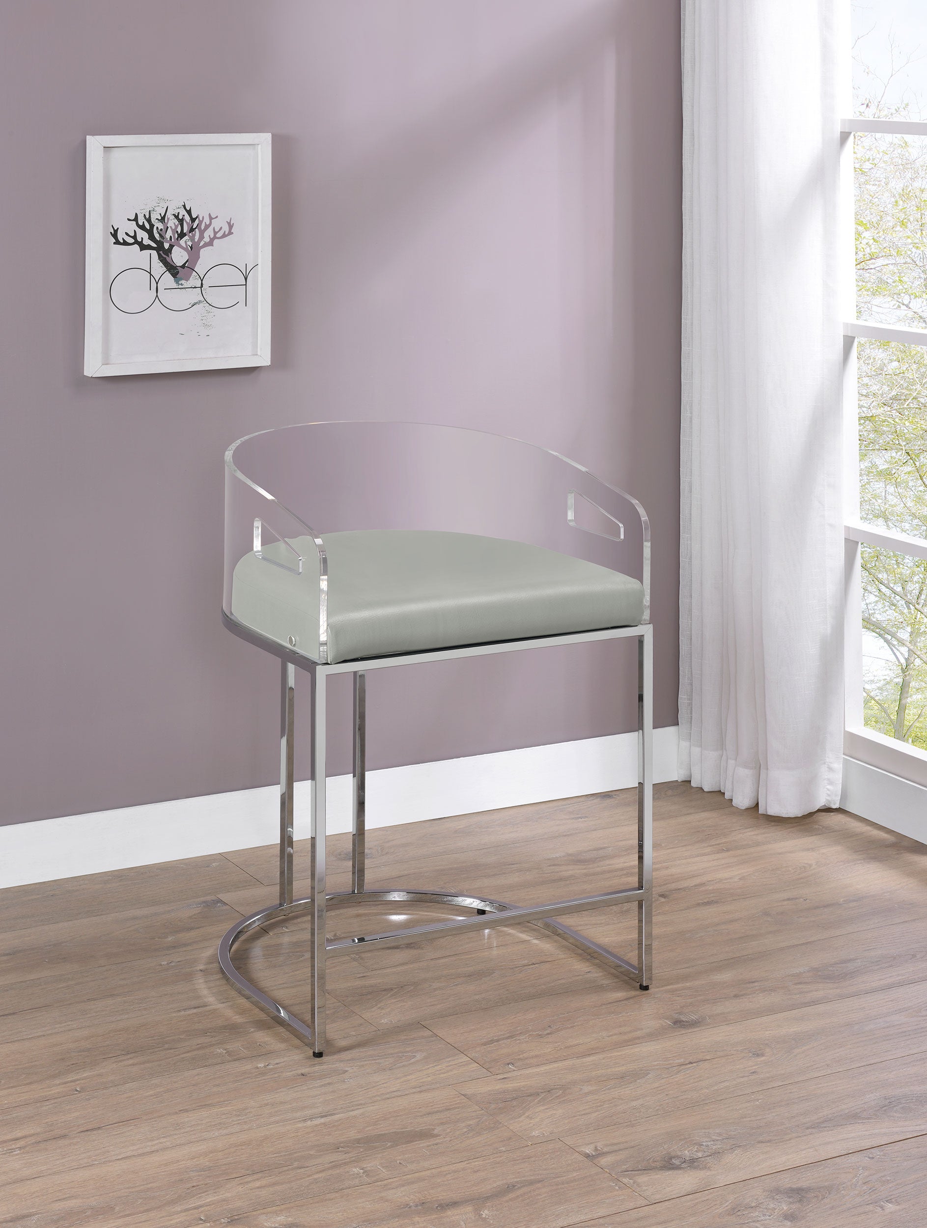 Thermosolis Clear Acrylic Counter Chair Chrome (Set of 2) — view 2