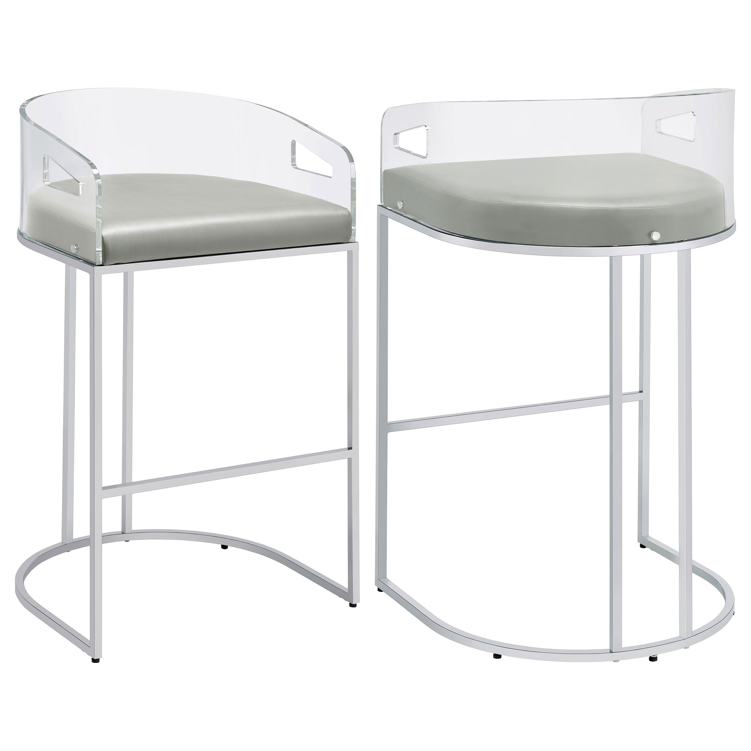 Thermosolis Clear Acrylic Bar Chair Chrome (Set of 2) — view 1