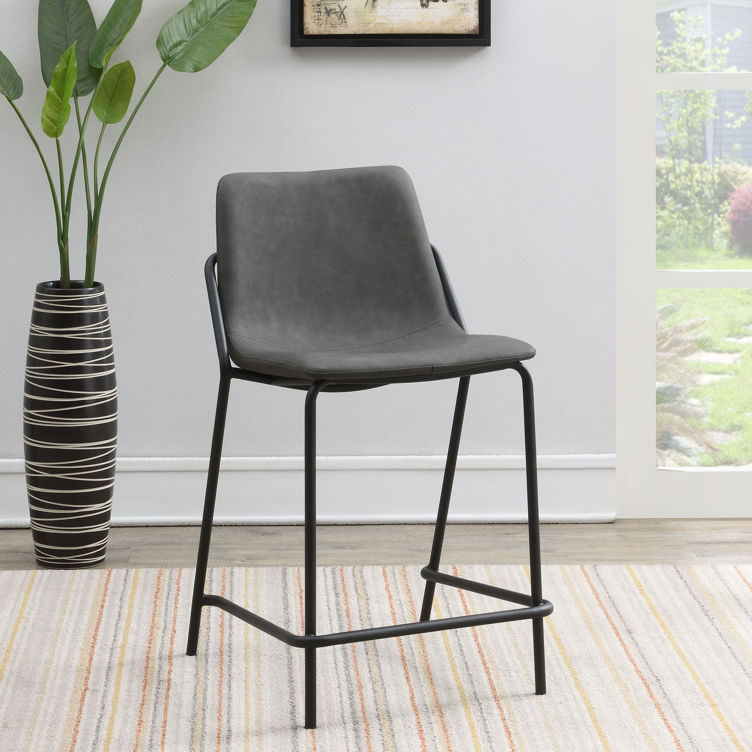 Earnest Upholstered Counter Chair Grey (Set of 2) — view 2