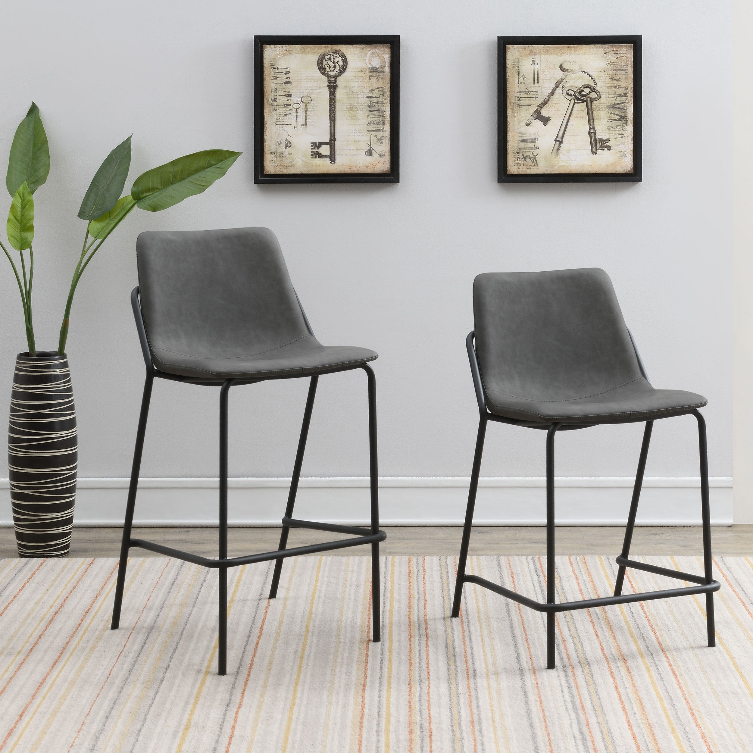 Earnest Upholstered Counter Chair Grey (Set of 2) — view 13