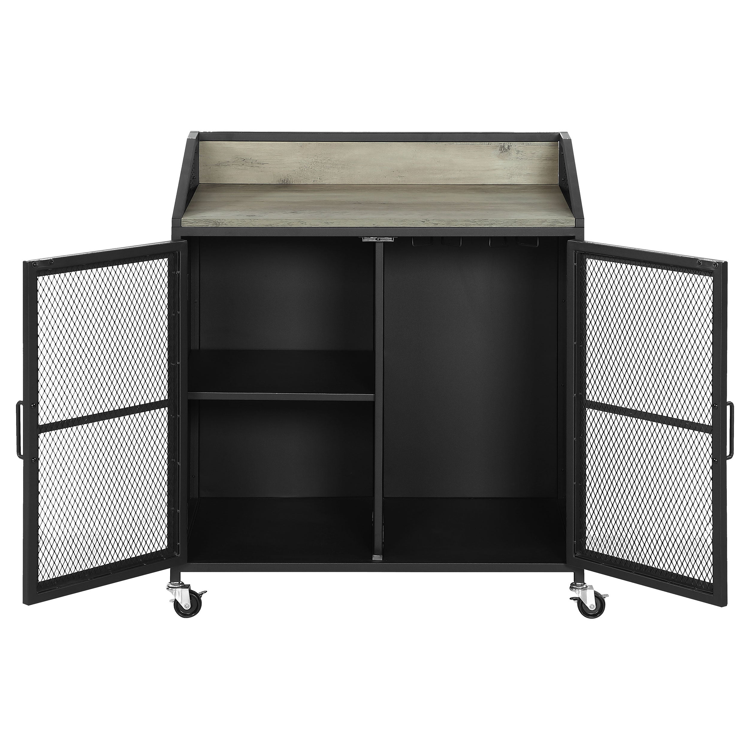 Arlette 2-door Mobile Home Bar Wine Cabinet Sandy Black — view 5