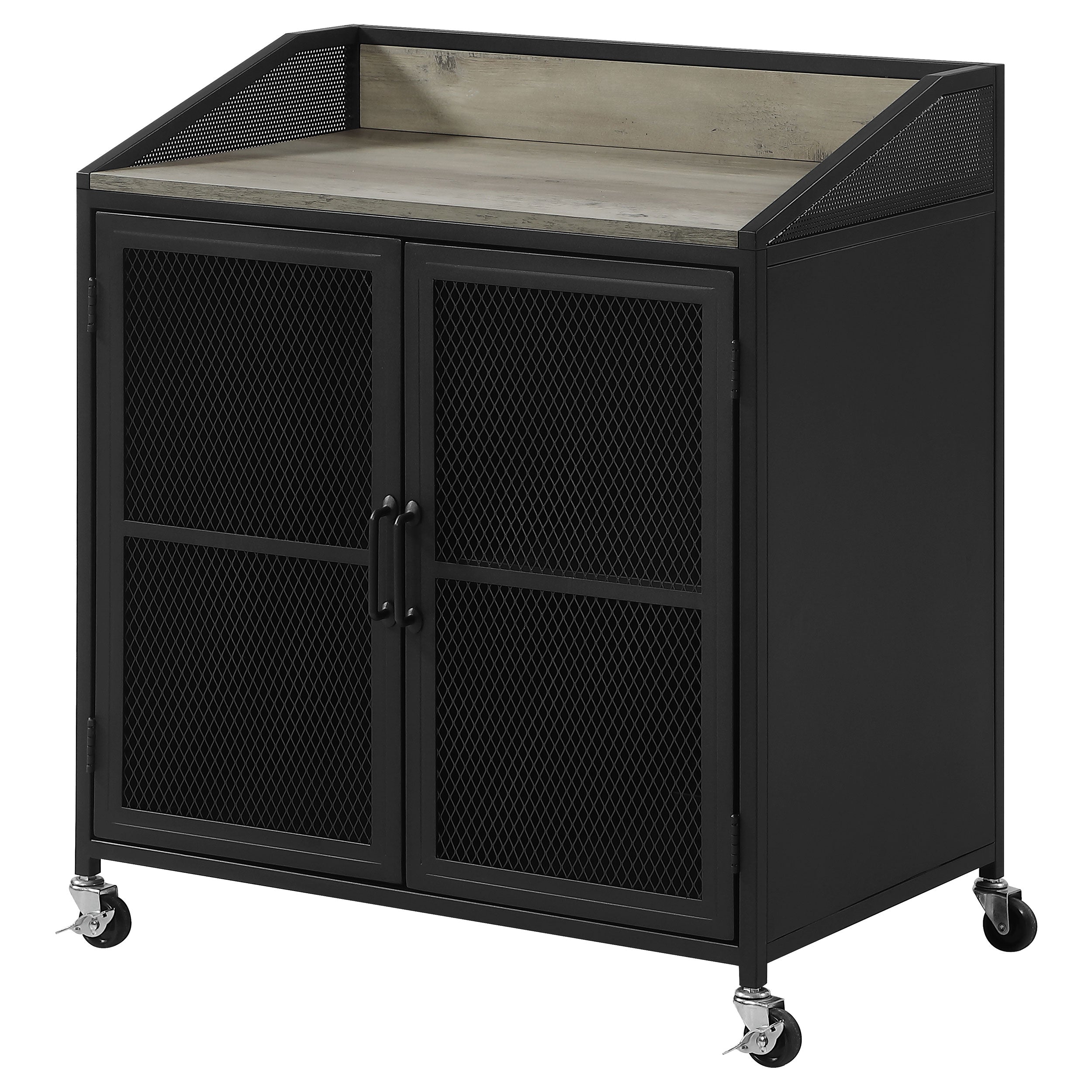 Arlette 2-door Mobile Home Bar Wine Cabinet Sandy Black — view 6