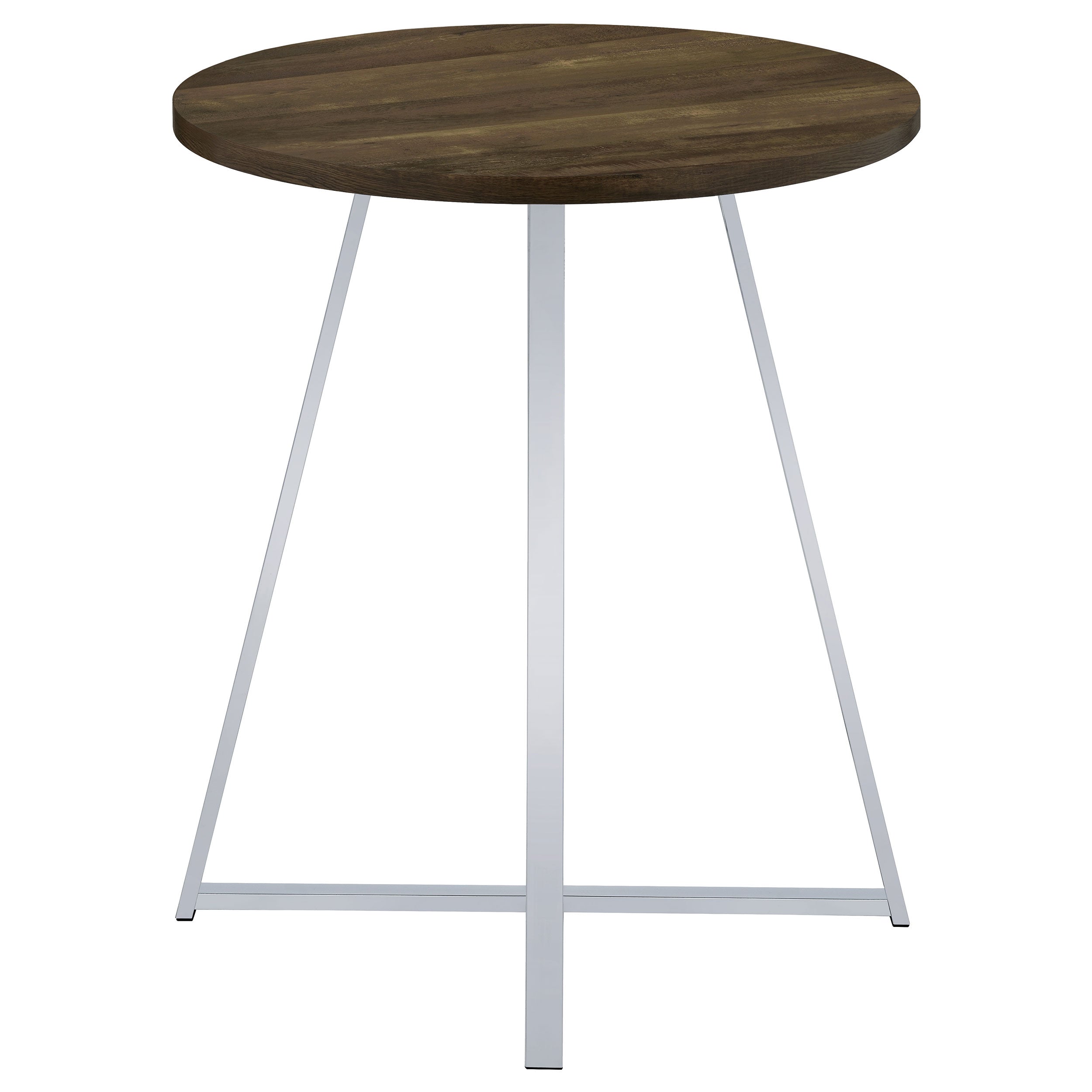 Burkhart Round 35-inch Pub Height Bistro Bar Table Brown Oak — view 5