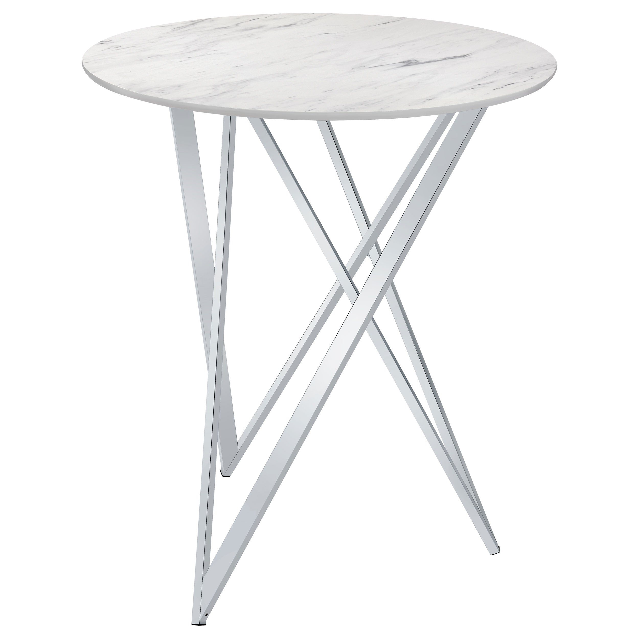Bexter Round 35-inch Faux Marble Bistro Bar Table Chrome — view 1