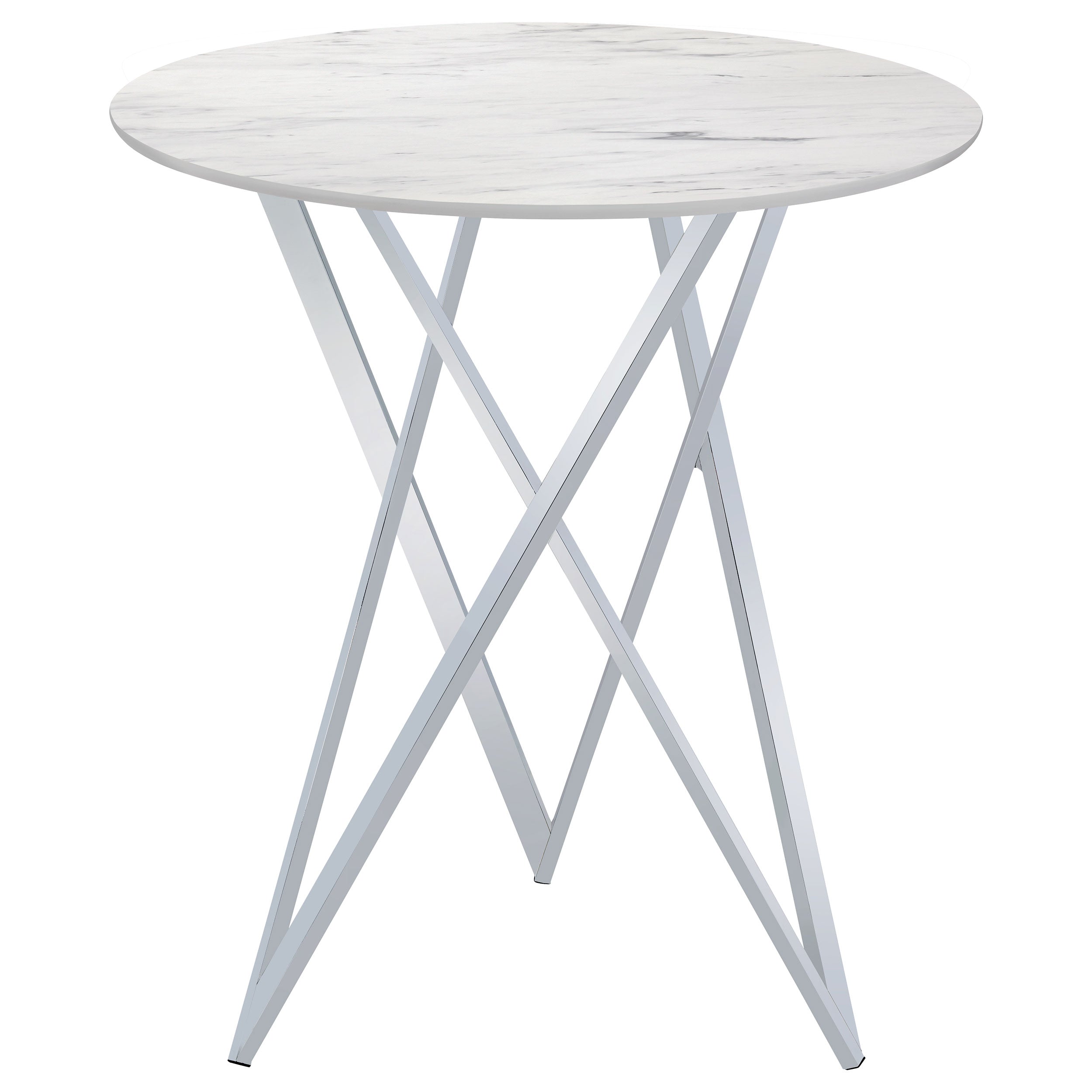 Bexter Round 35-inch Faux Marble Bistro Bar Table Chrome — view 3