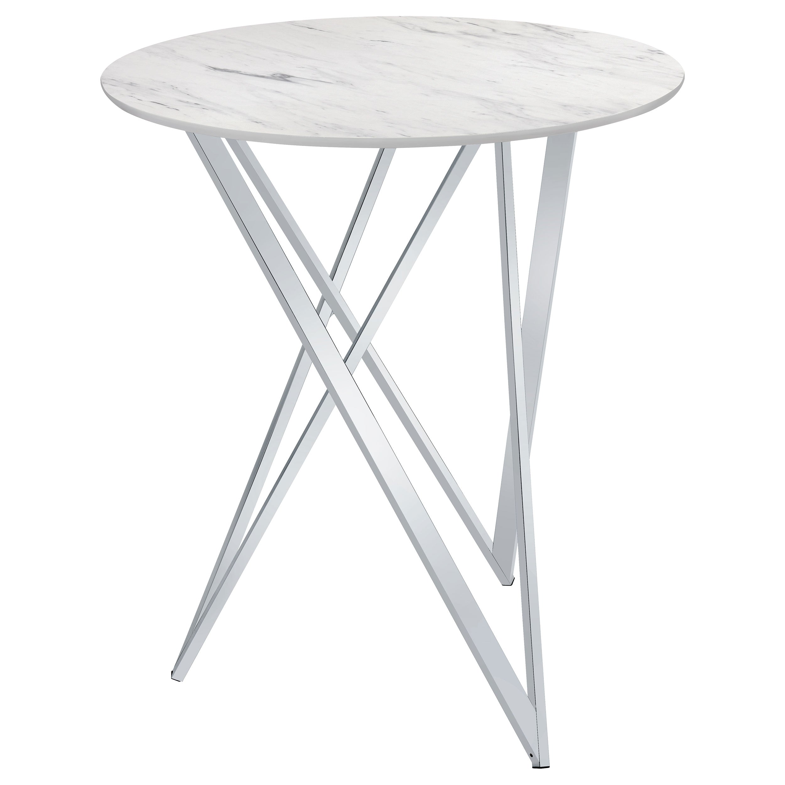 Bexter Round 35-inch Faux Marble Bistro Bar Table Chrome — view 4
