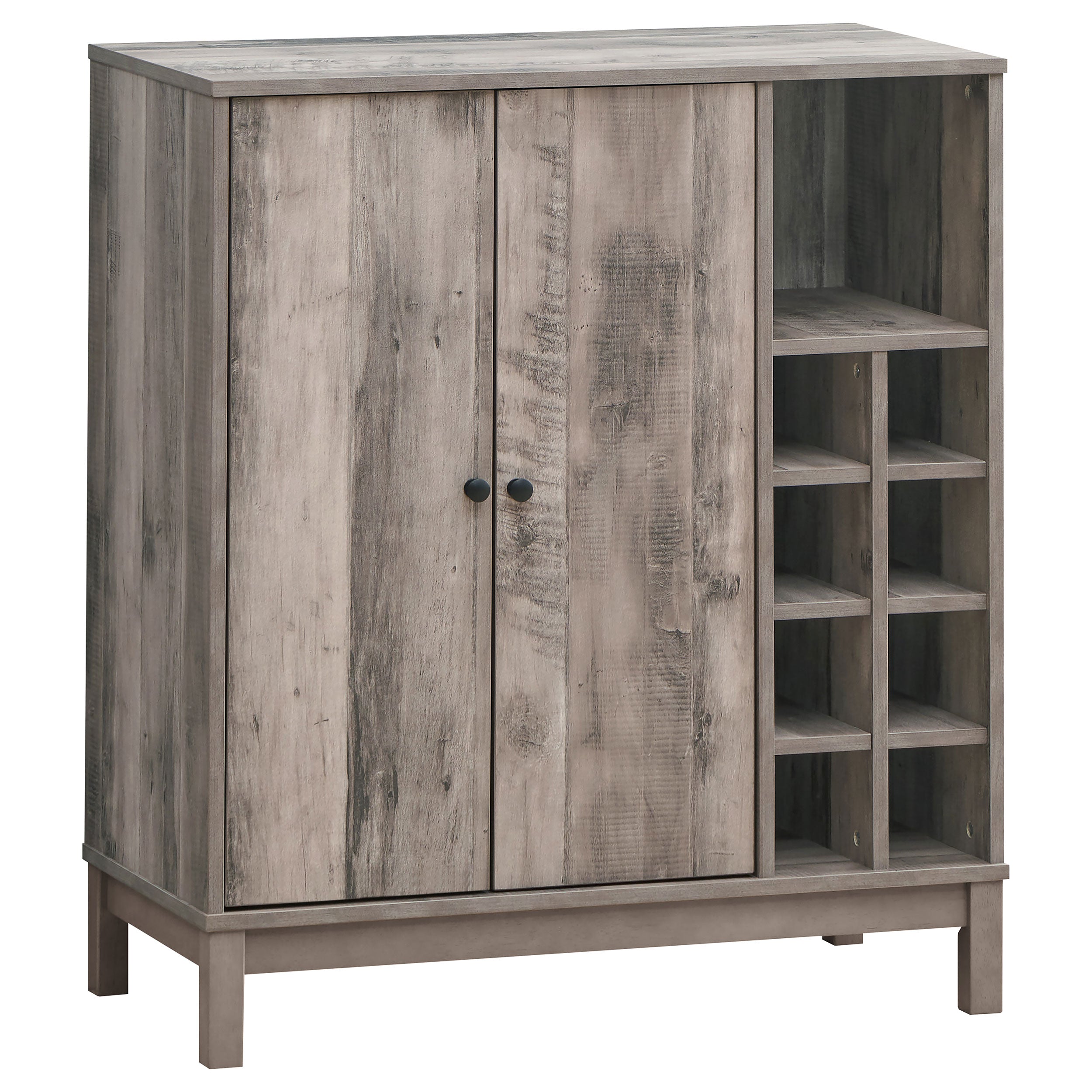 Cheyenne 2-door Home Bar Wine Cabinet Weathered Acacia — view 1