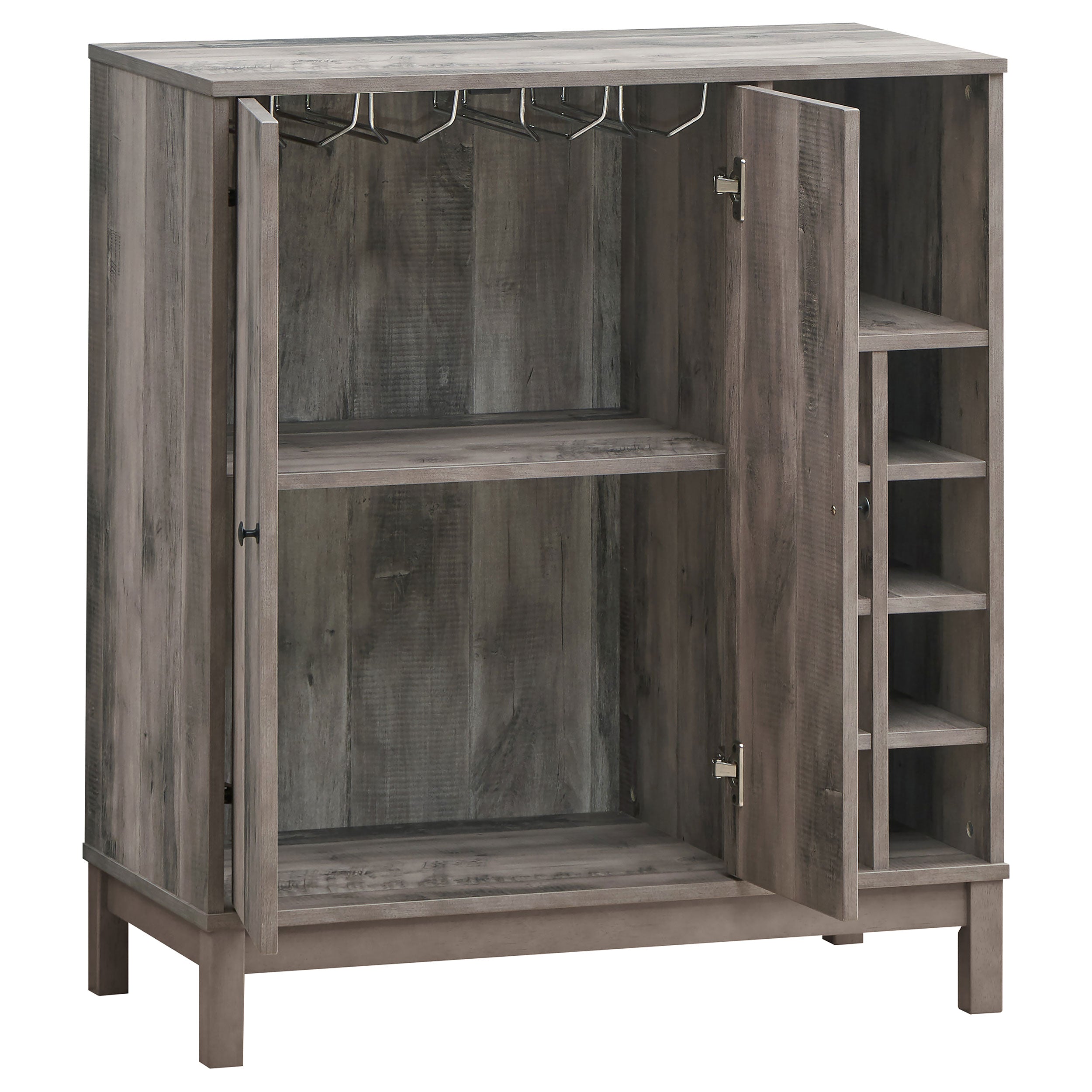 Cheyenne 2-door Home Bar Wine Cabinet Weathered Acacia — view 3