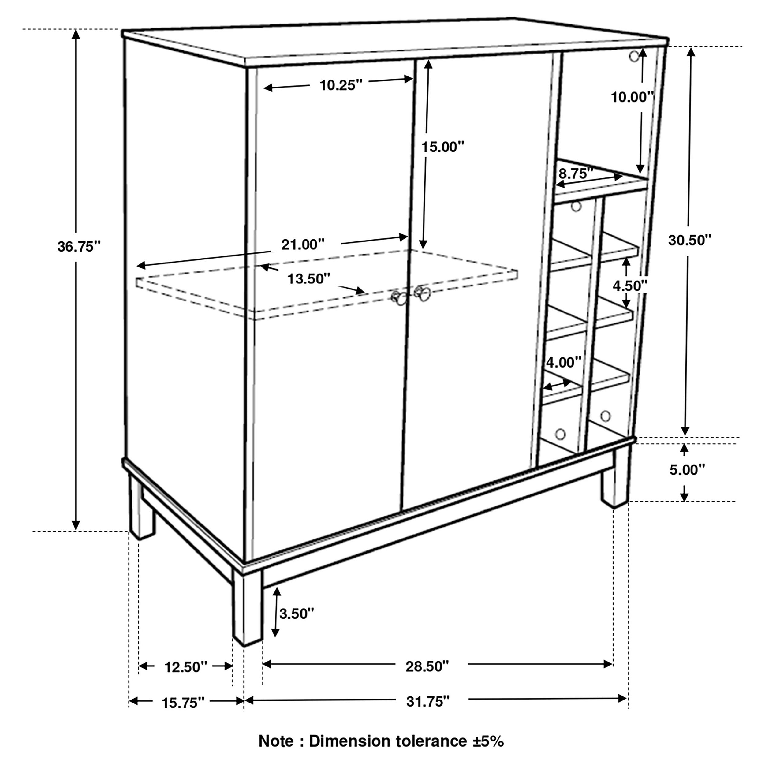 Cheyenne 2-door Home Bar Wine Cabinet Weathered Acacia — view 9