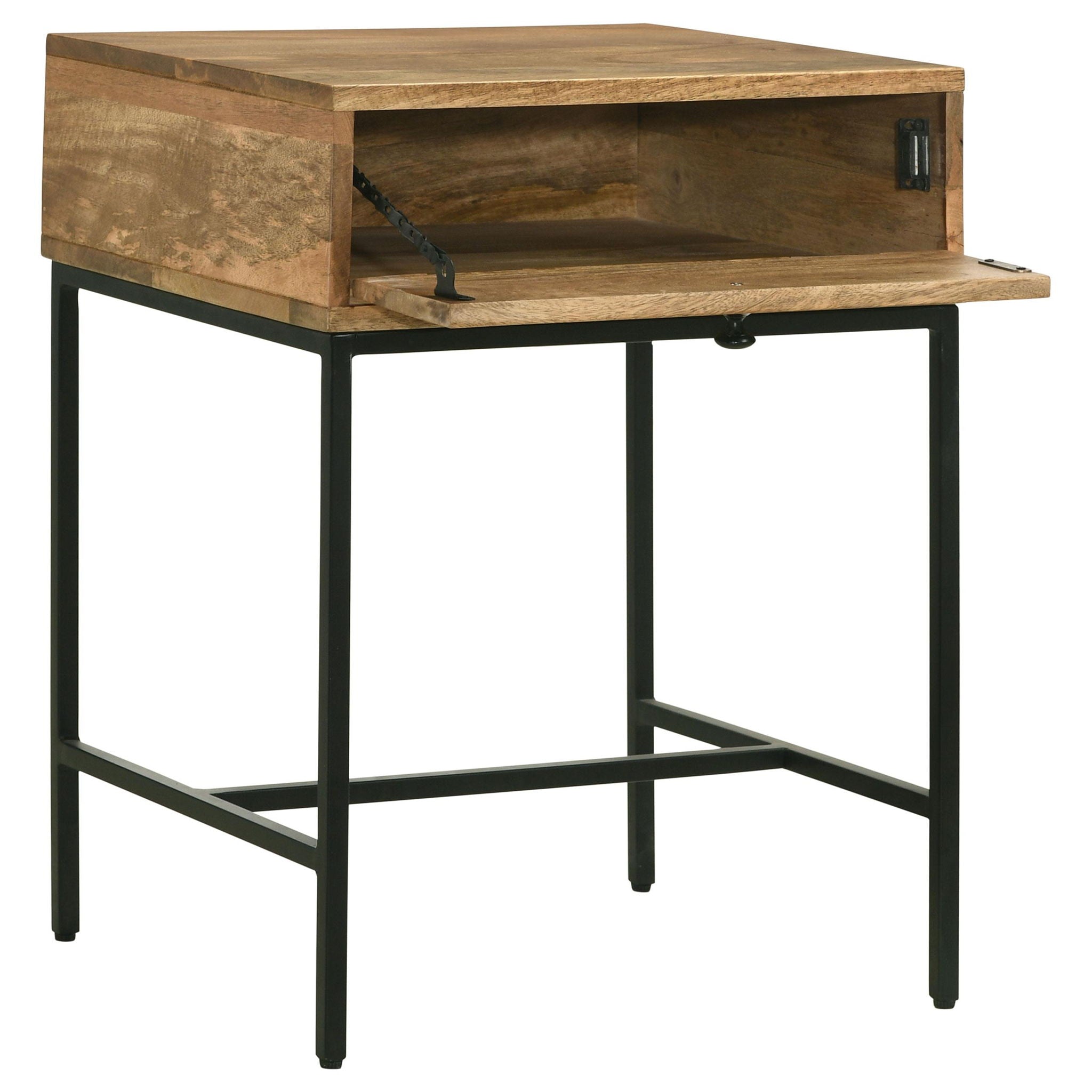 Stephie Rectangular Side End Table with Storage Honey Brown