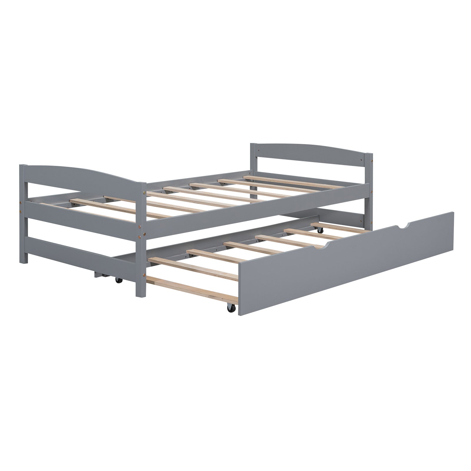 Twin Size Platform Bed with Twin Size Trundle, Gray - Atlantic Fine Furniture Melbourne FL
