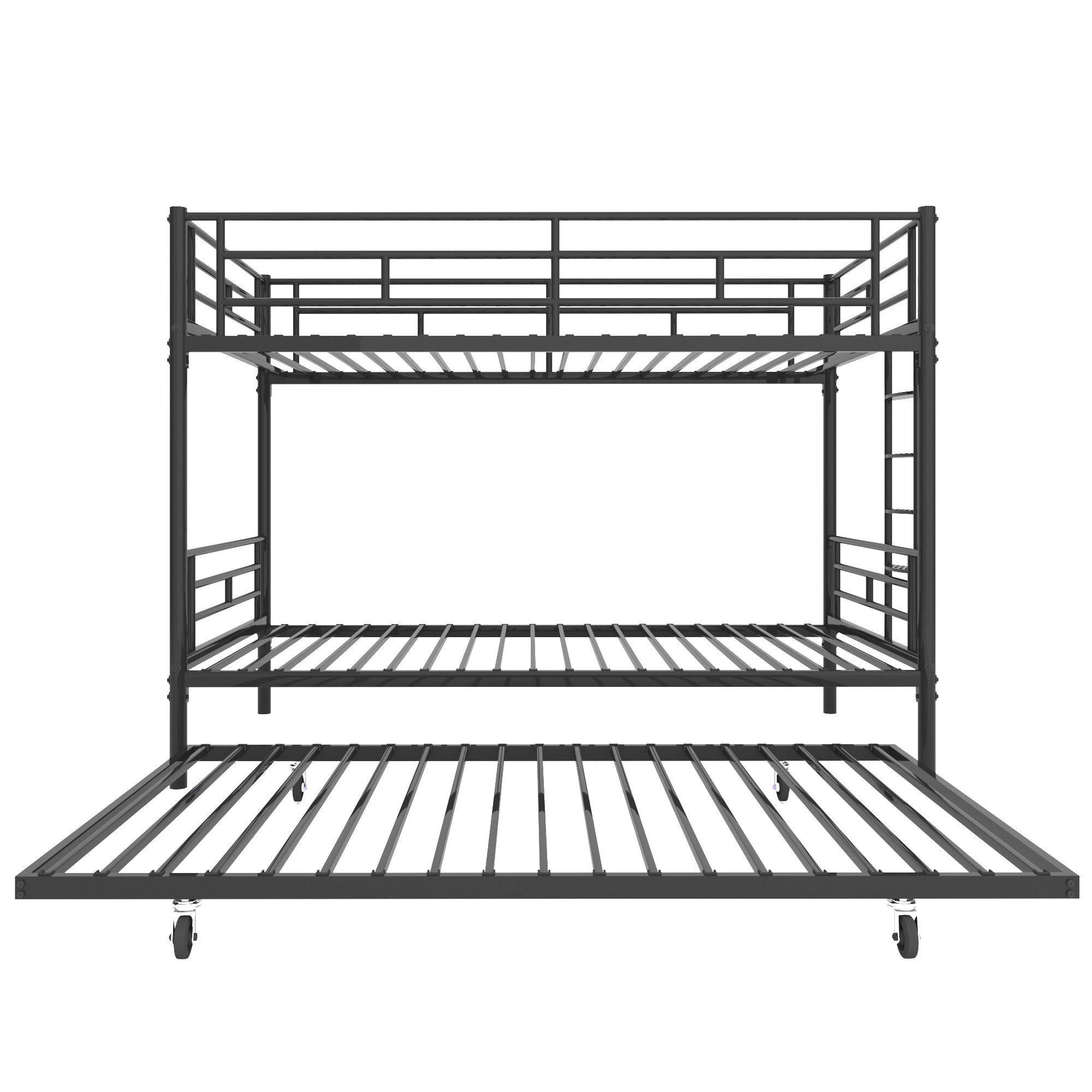 Bunk Bed Twin over Twin with Trundle Black,CPC Certified,No Box Spring Needed,Heavy Duty,Easy to assemble