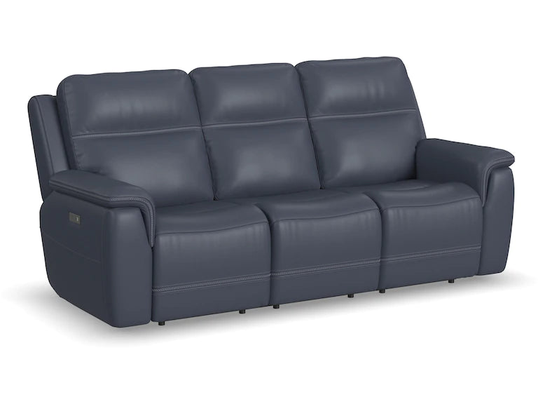 Flexsteel - Sawyer Power Reclining Sofa with Power Headrests and Lumbar (Blue Color) - Atlantic Fine Furniture Inc
