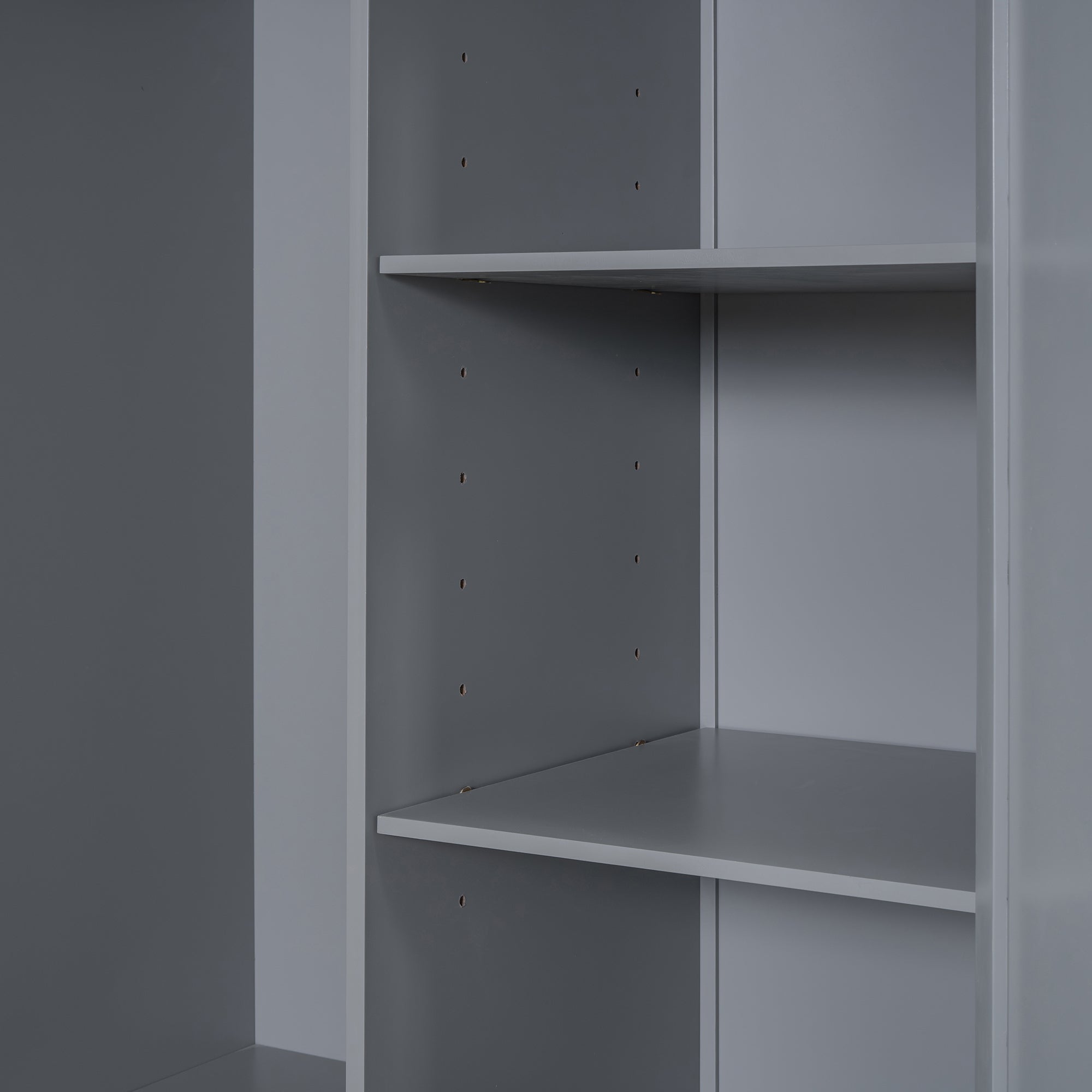Twin size Loft Bed with Drawer, Two Wardrobes and Mirror, Gray - Atlantic Fine Furniture Melbourne FL