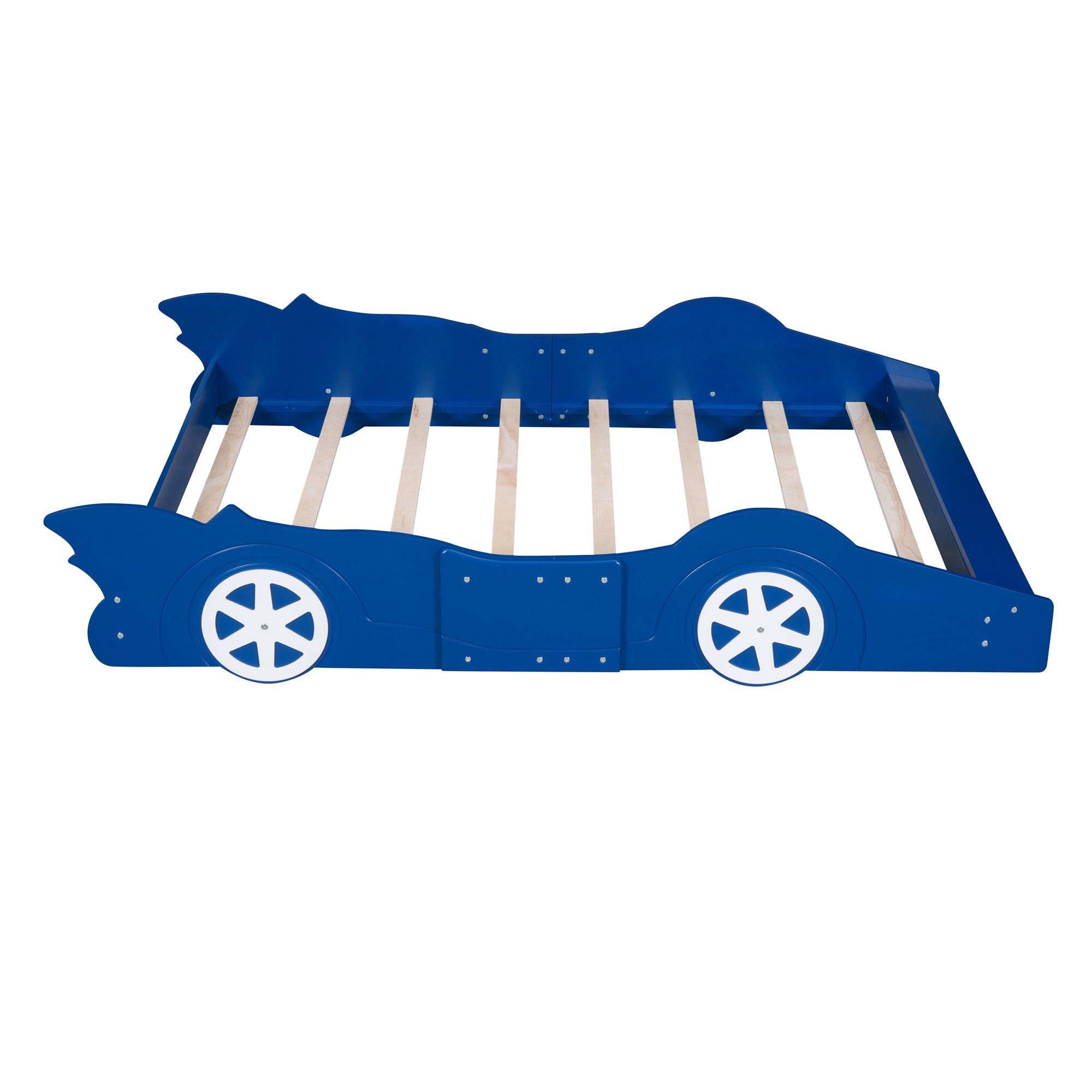 Full Size Race Car-Shaped Platform Bed with Wheels,Blue - Atlantic Fine Furniture Melbourne FL