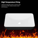 Semi Recessed Bathroom Sink With Vessel Design, Durable Glazed - White / Black