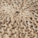 Handmade Jute Pouf With Cable Knit Pattern - Natural