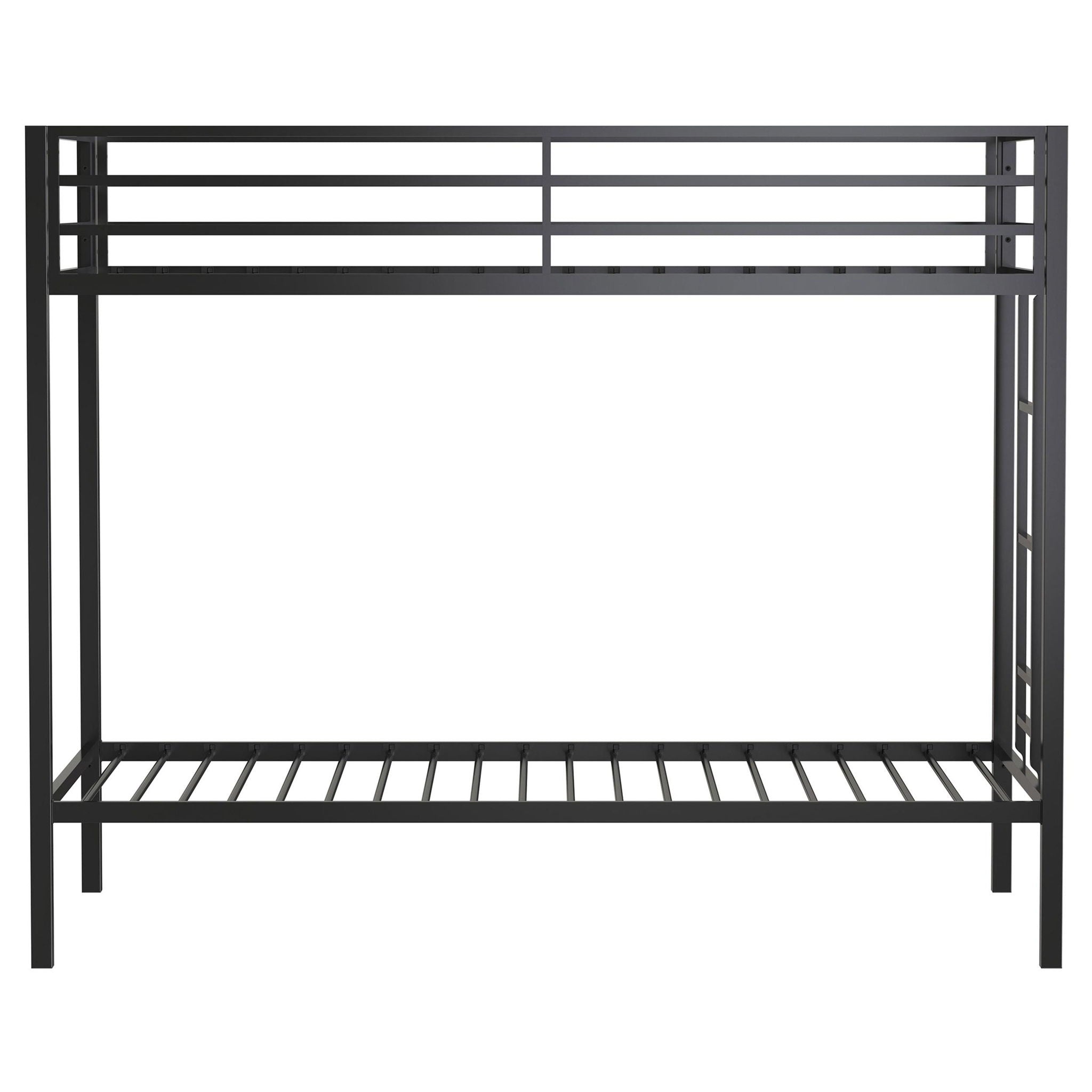 Alevera Metal Twin Over Twin Bunk Bed with Ladder Black
