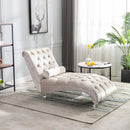 Velvet Chaise Lounge Indoor, Button Tufted Upholstered Chaise Lounge Chair With Pillow