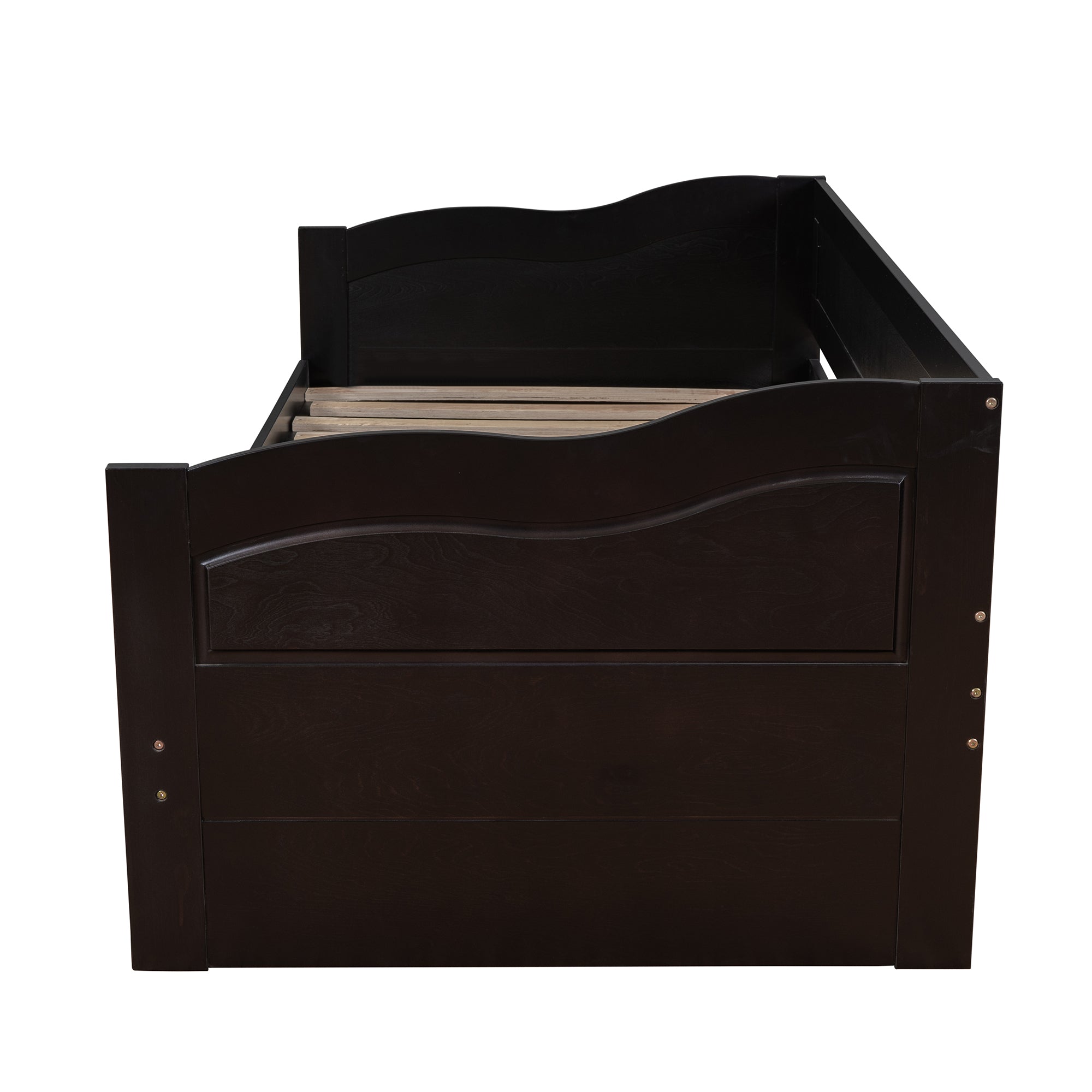 Wooden Daybed with Trundle Bed and Two Storage Drawers , Extendable Bed Daybed,Sofa Bed with Two Drawers, Espresso - Atlantic Fine Furniture Melbourne FL