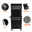 6 Drawer Lockable Tool Cabinet On Wheels, Steel Rolling Tool Chest With Detachable Toolbox