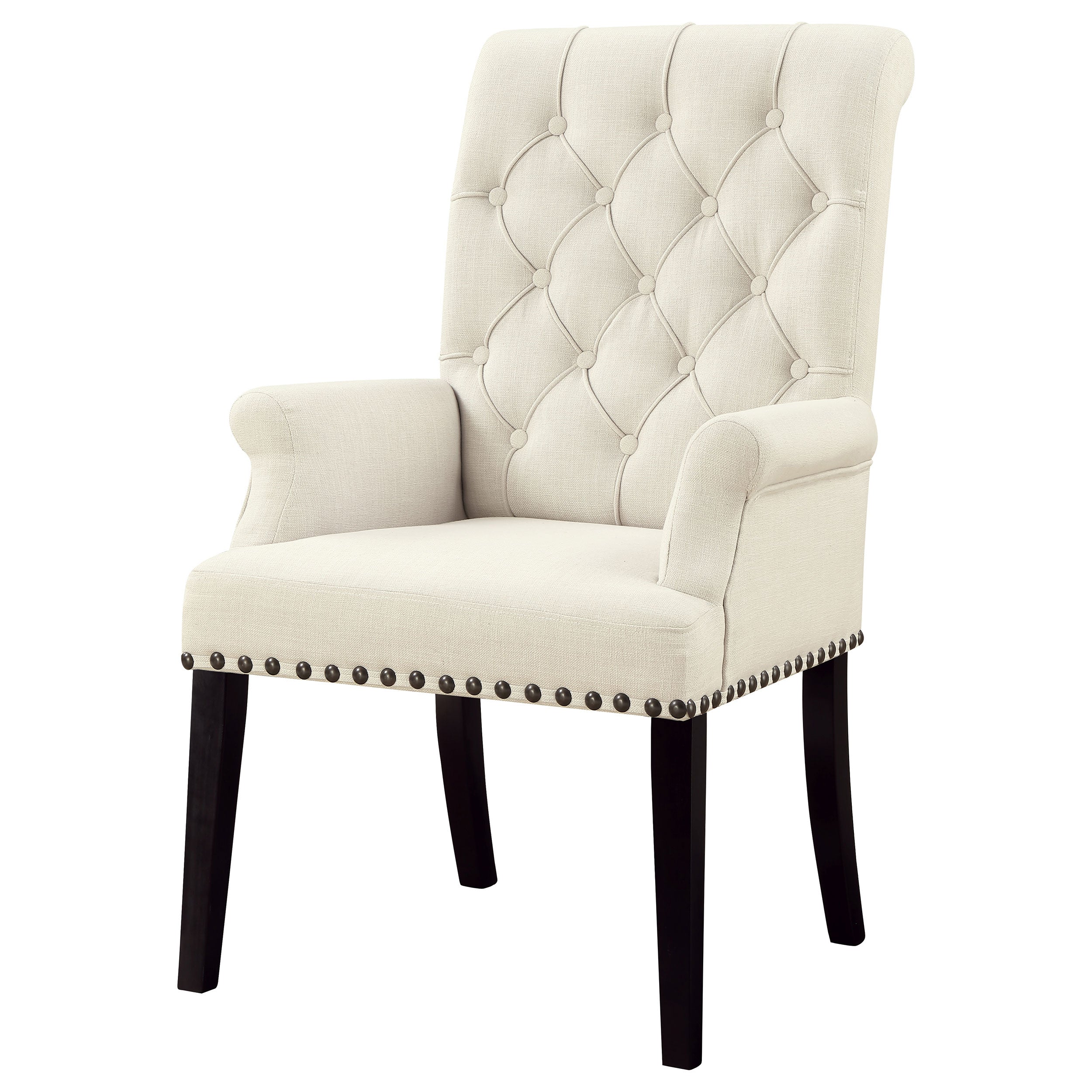Alana Fabric Upholstered Dining Arm Chair Beige — view 4