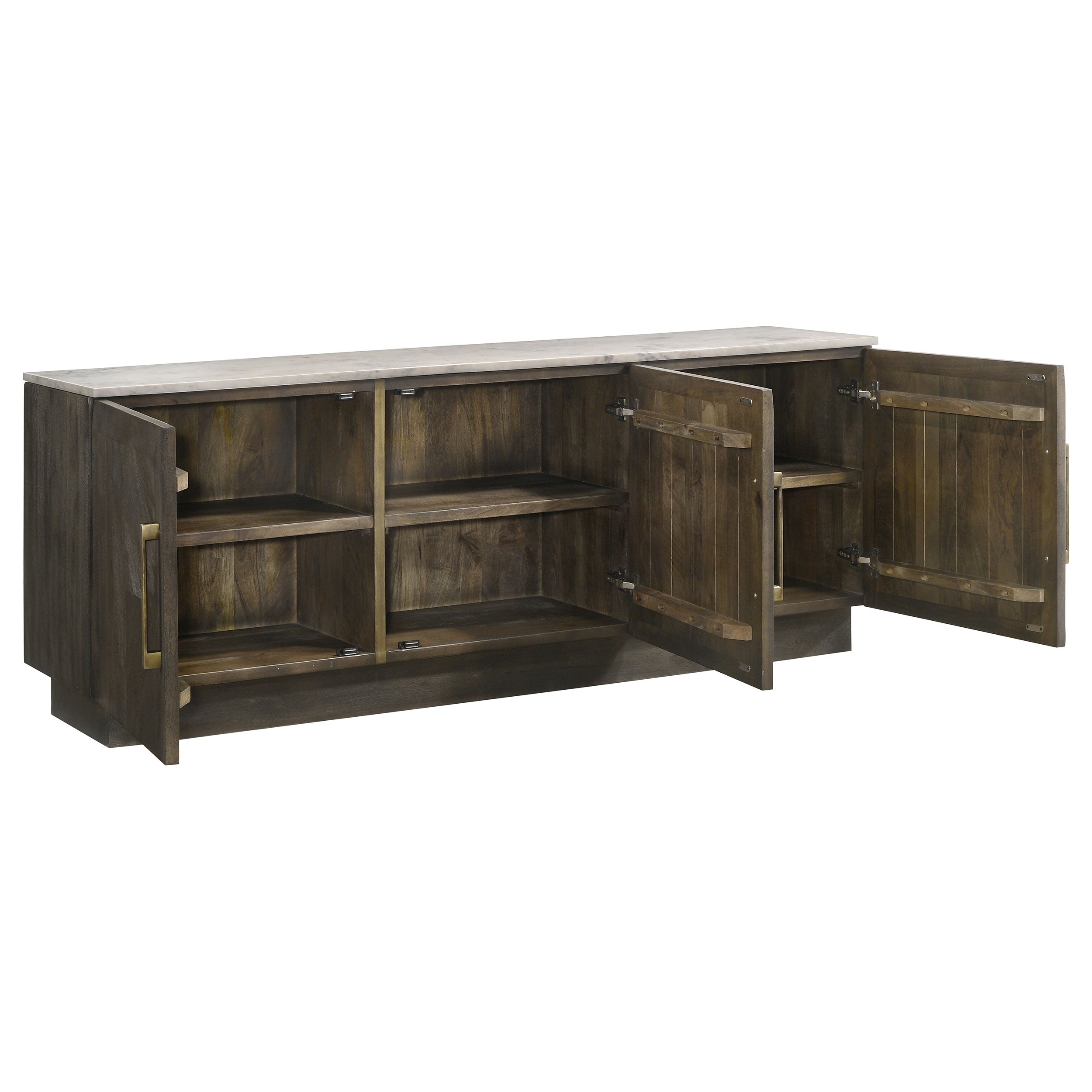 Dennis 3-door Marble Top Sideboard Buffet Tobacco Grey — view 4