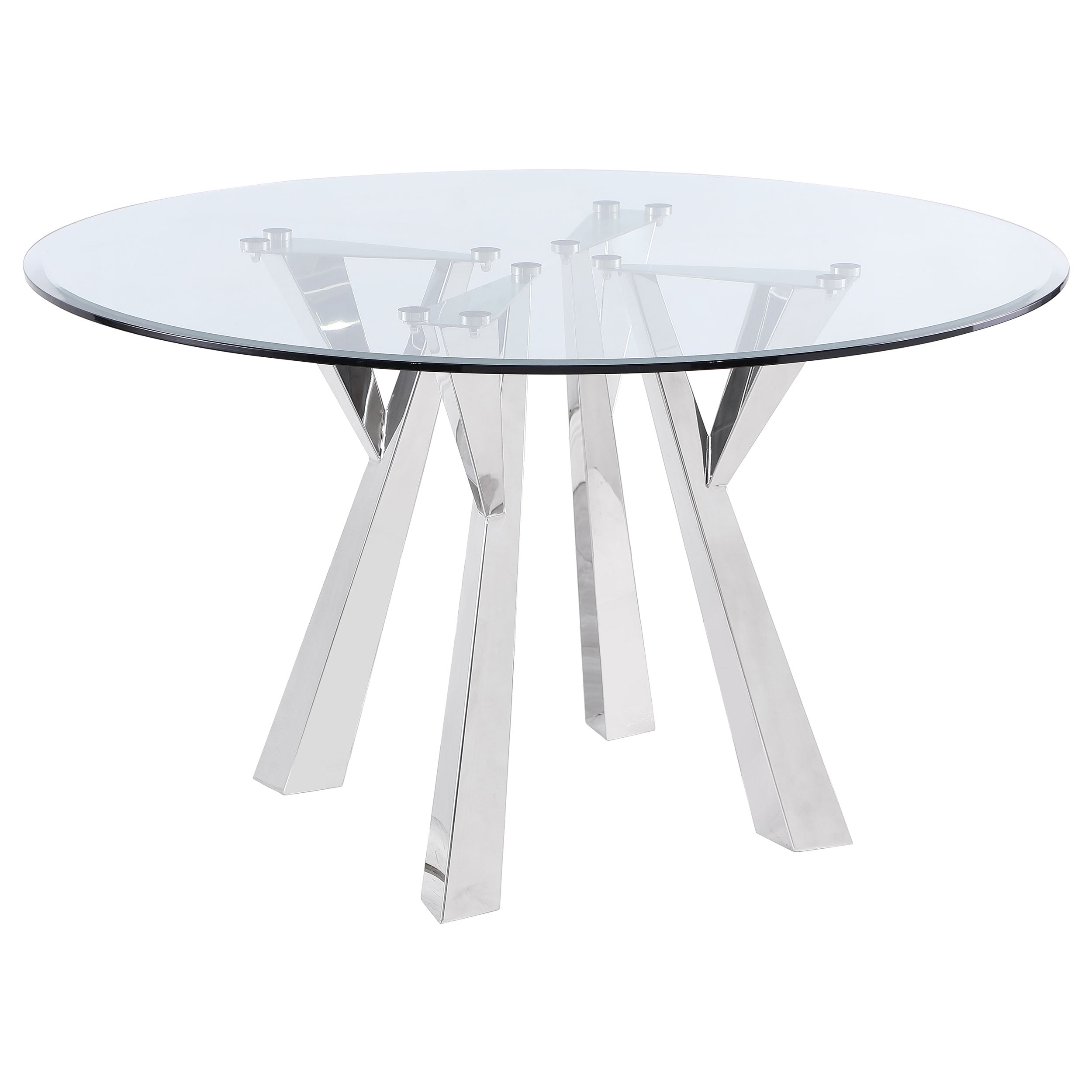 Alaia Round 51-inch Clear Glass Top Dining Table Chrome — view 1