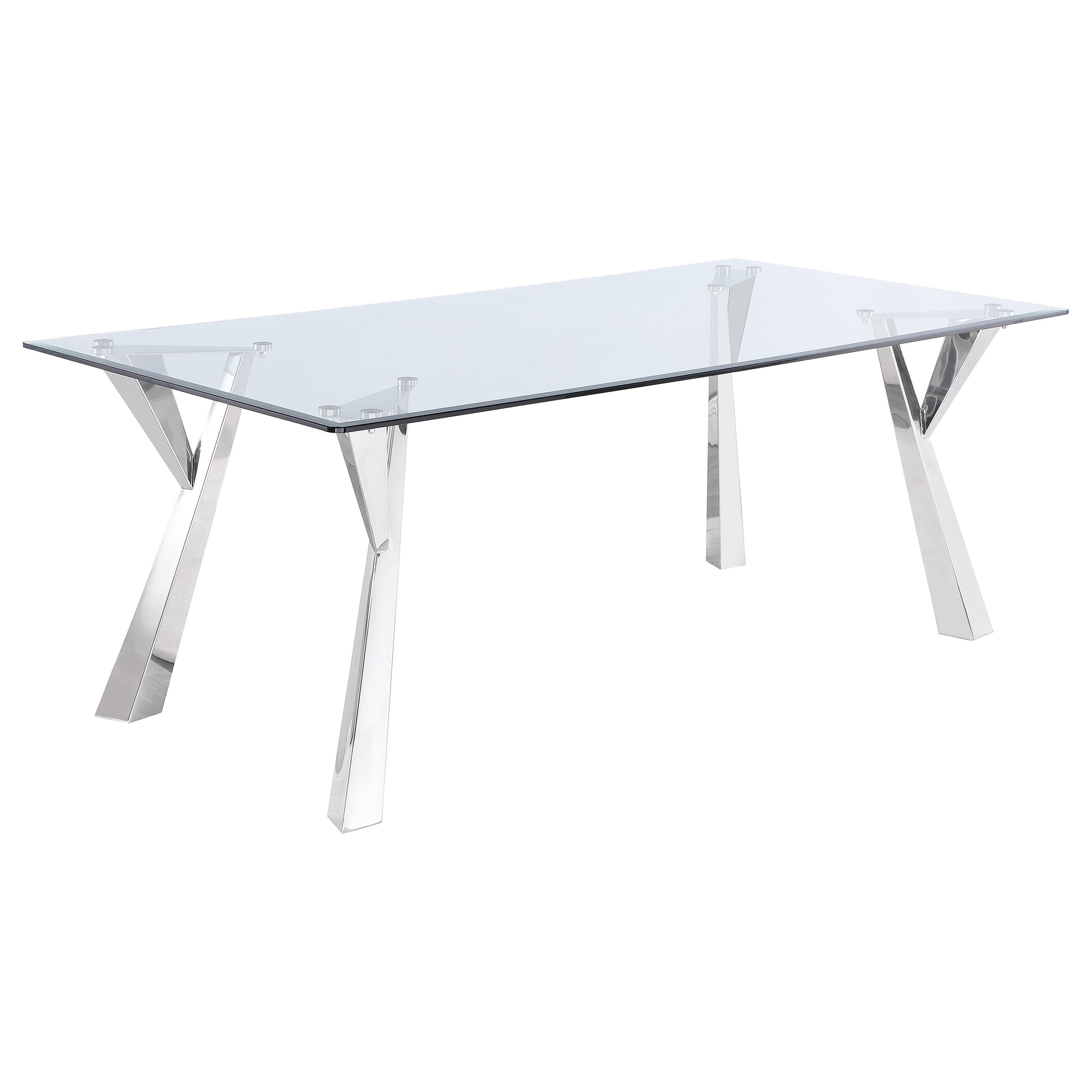 Alaia Rectangular 79-inch Glass Top Dining Table Chrome — view 1