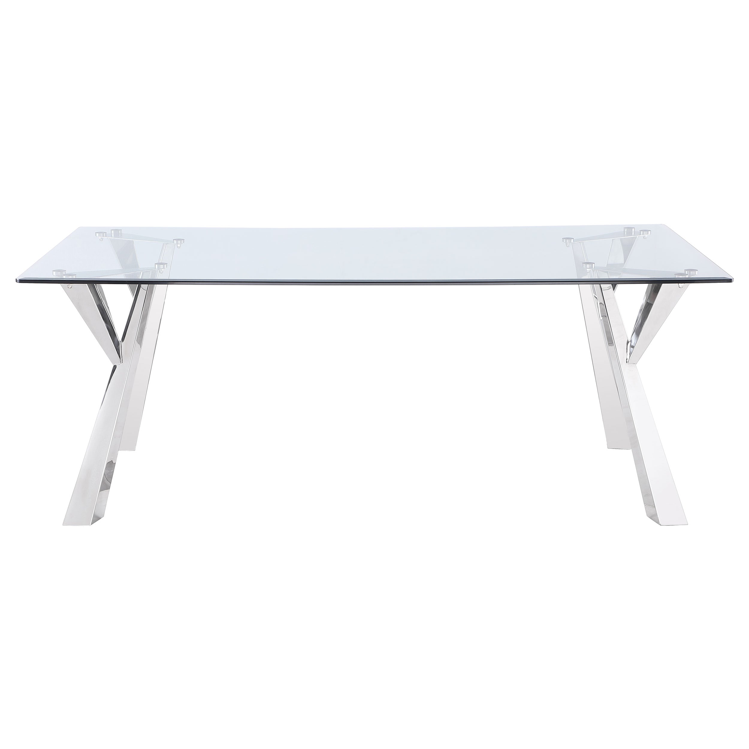 Alaia Rectangular 79-inch Glass Top Dining Table Chrome — view 3
