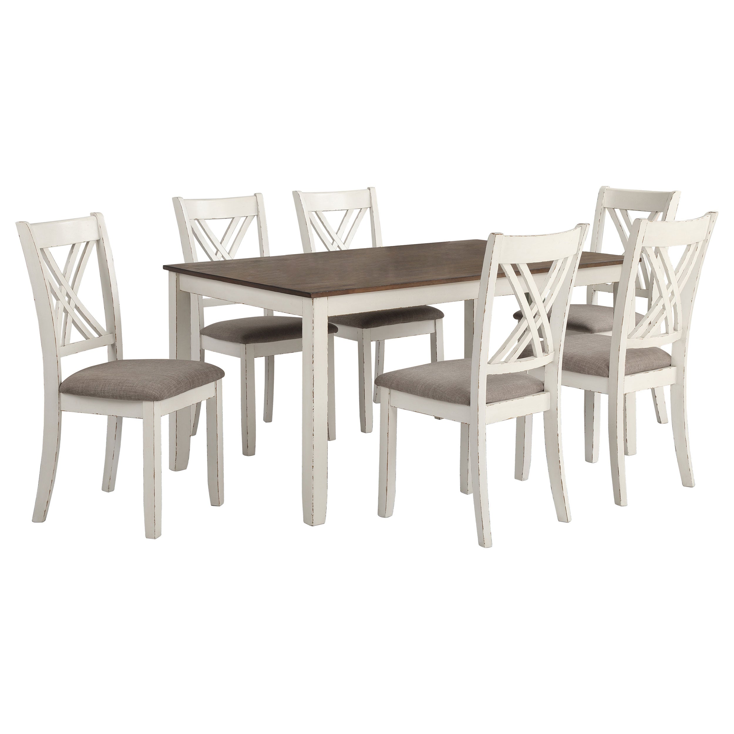 Fortress 7-piece Rectangular Dining Set Vintage Vanilla — view 2