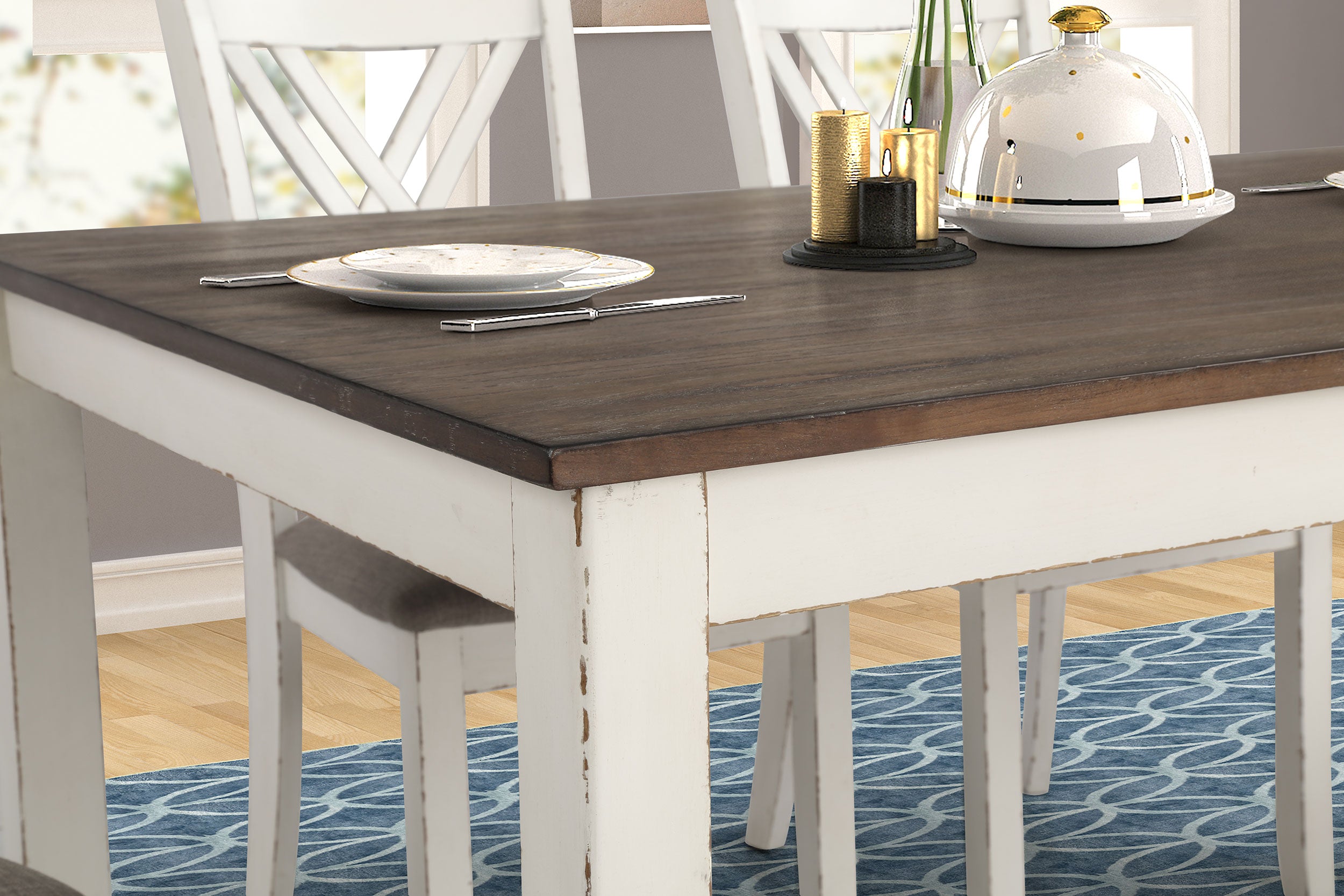 Fortress 7-piece Rectangular Dining Set Vintage Vanilla — view 11