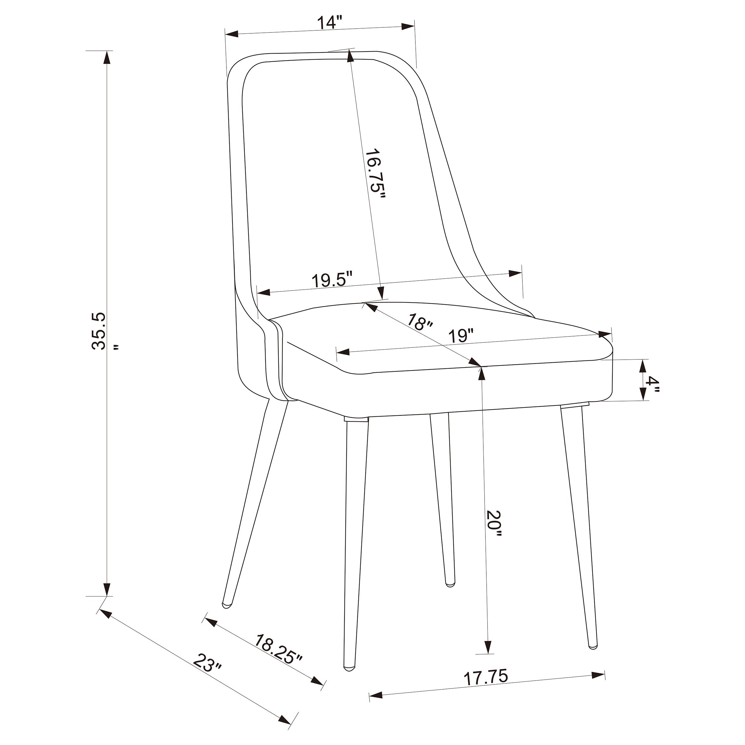 Cabianca Upholstered Dining Side Chair Grey (Set of 2) — view 11