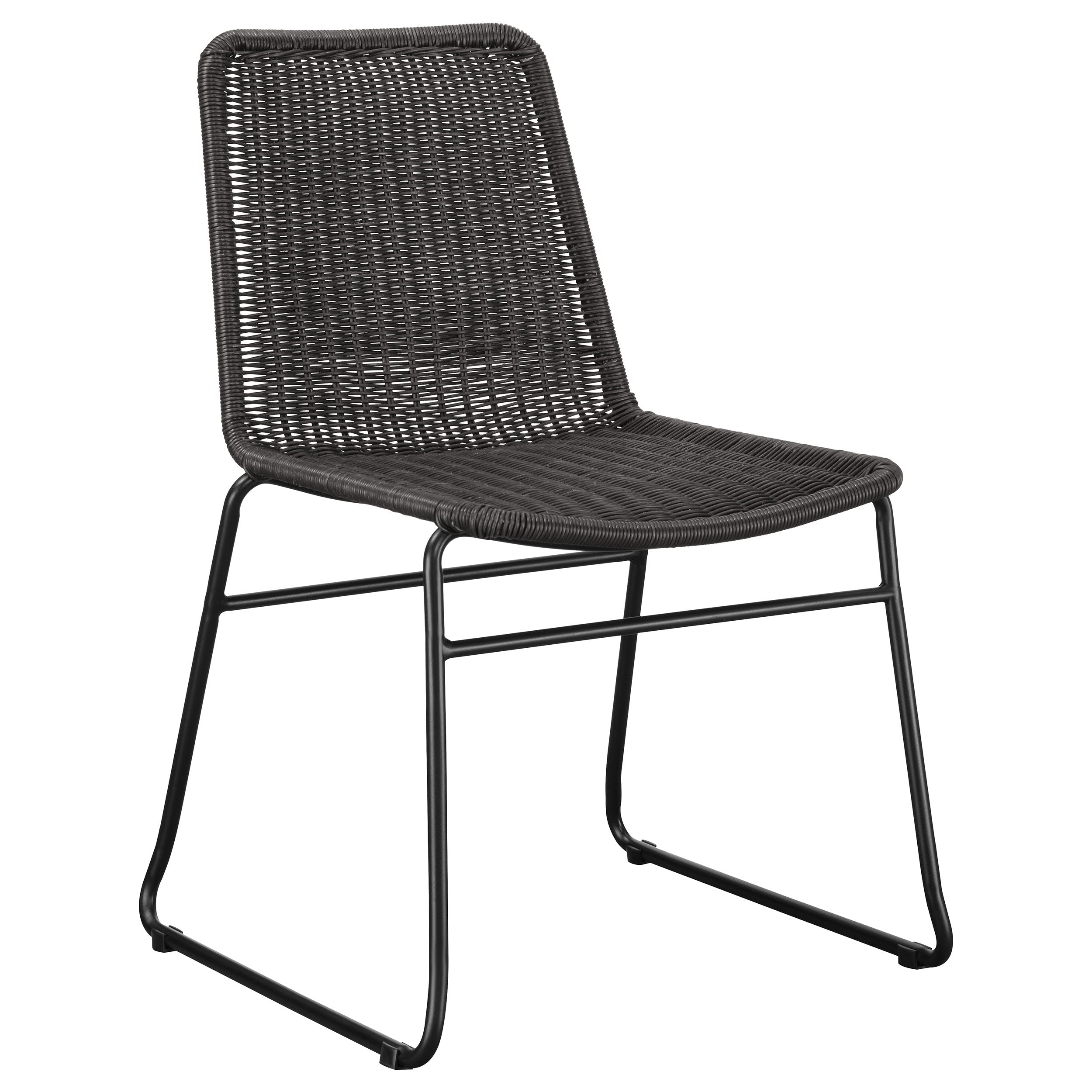 Dacy Faux Rattan Metal Dining Side Chair Brown (Set of 2) — view 3