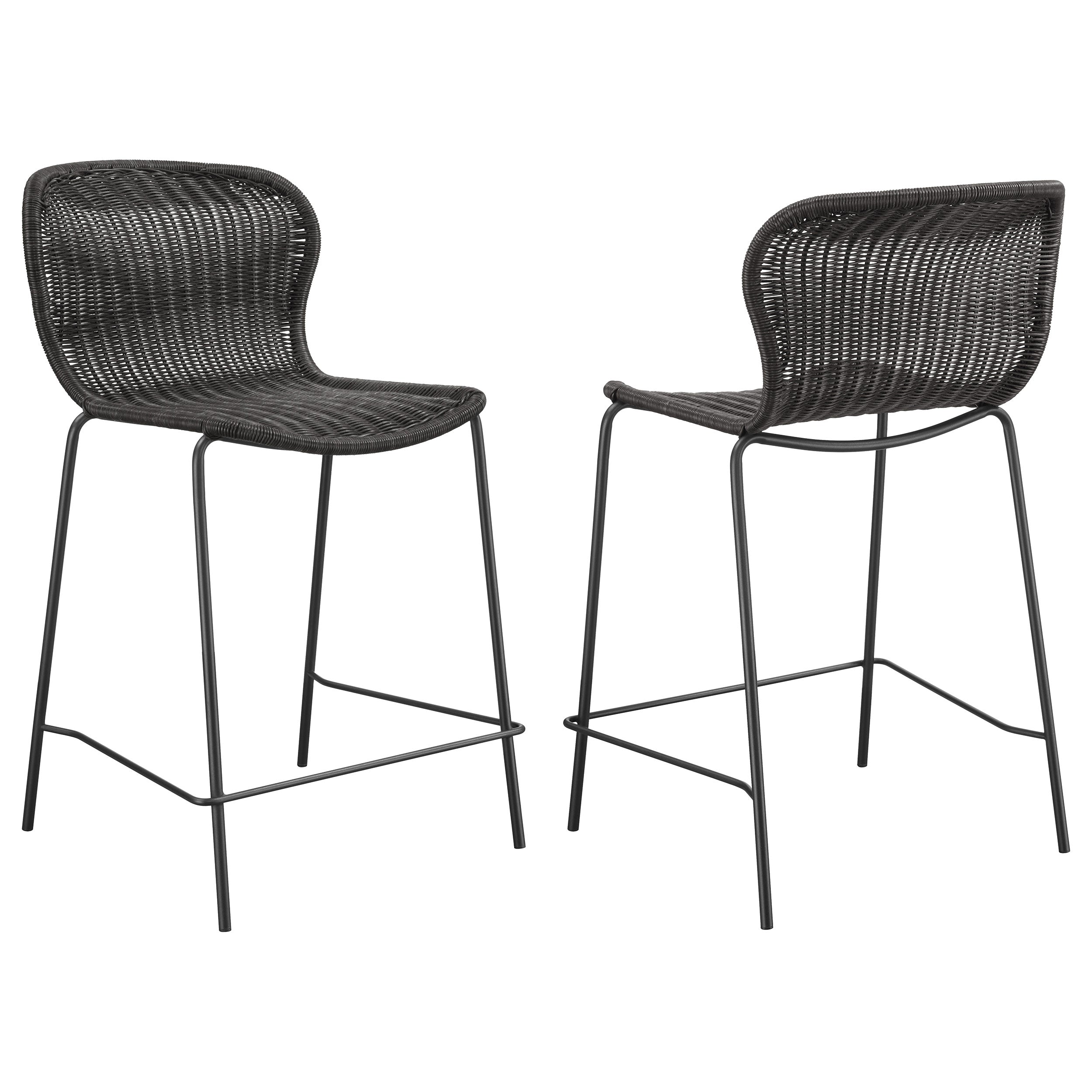 Mckinley Faux Rattan Metal Counter Chair Brown (Set of 2) — view 1