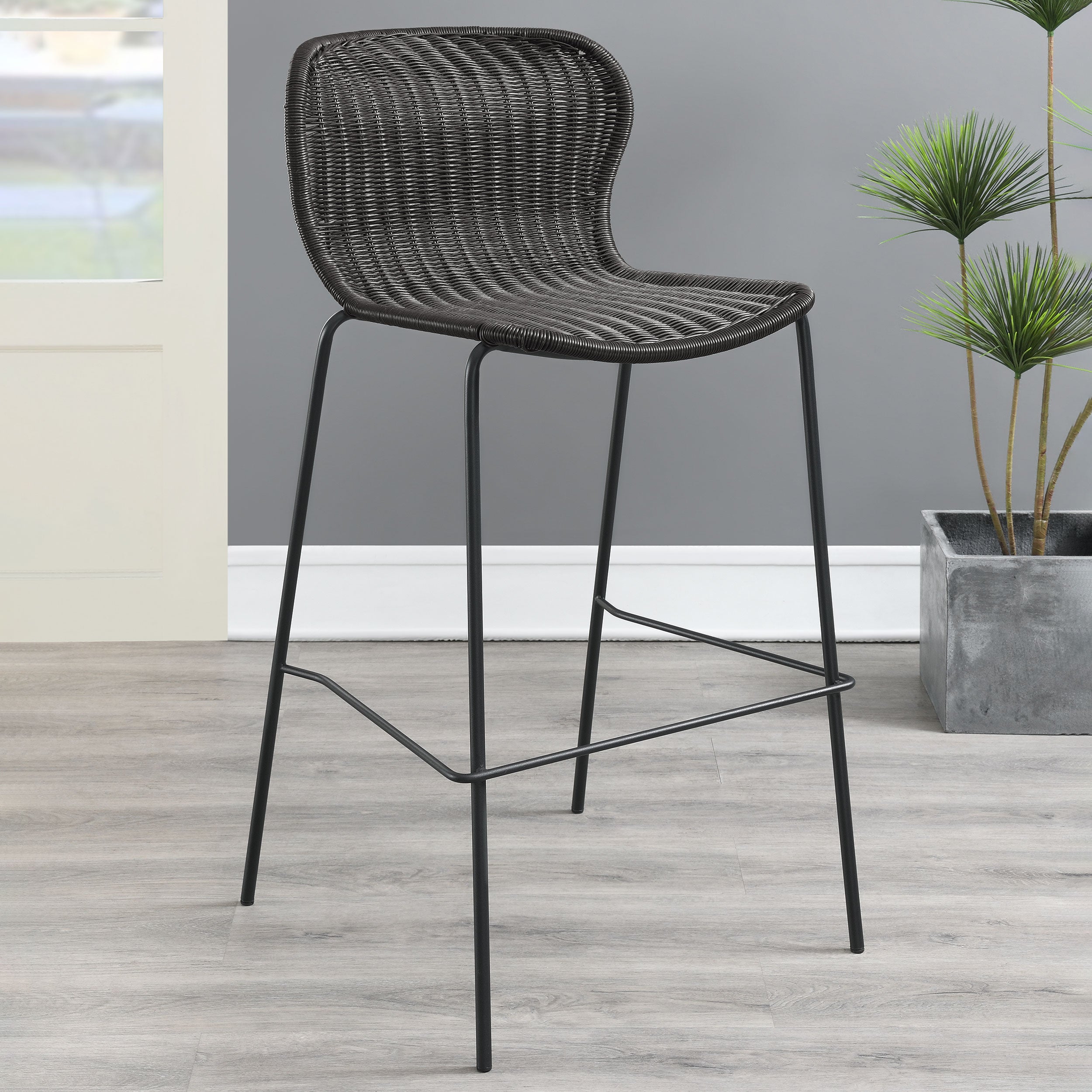 Mckinley Faux Rattan Metal Bar Chair Brown (Set of 2) — view 2