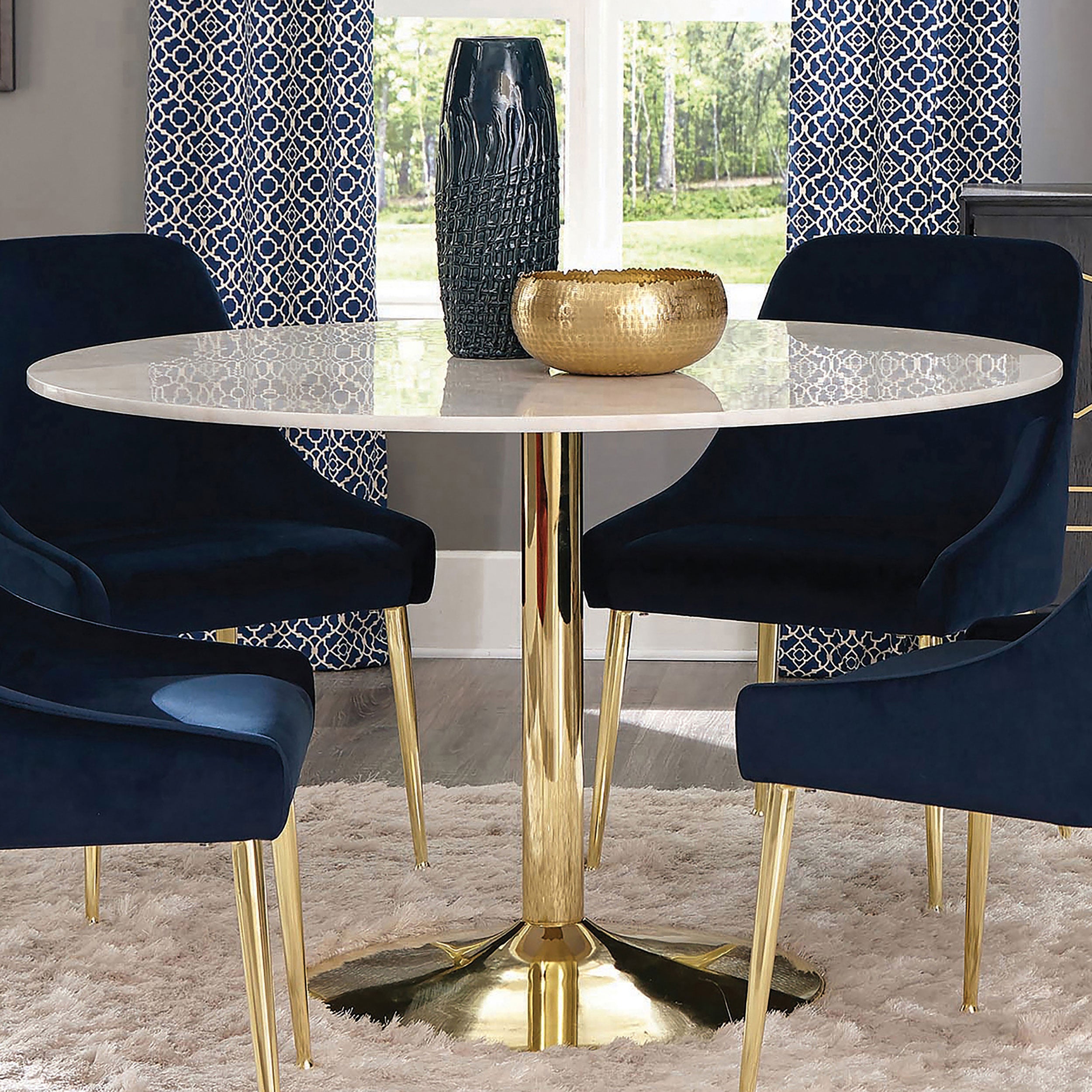 Kella Round 50-inch Marble Top Dining Table White Marble — view 2