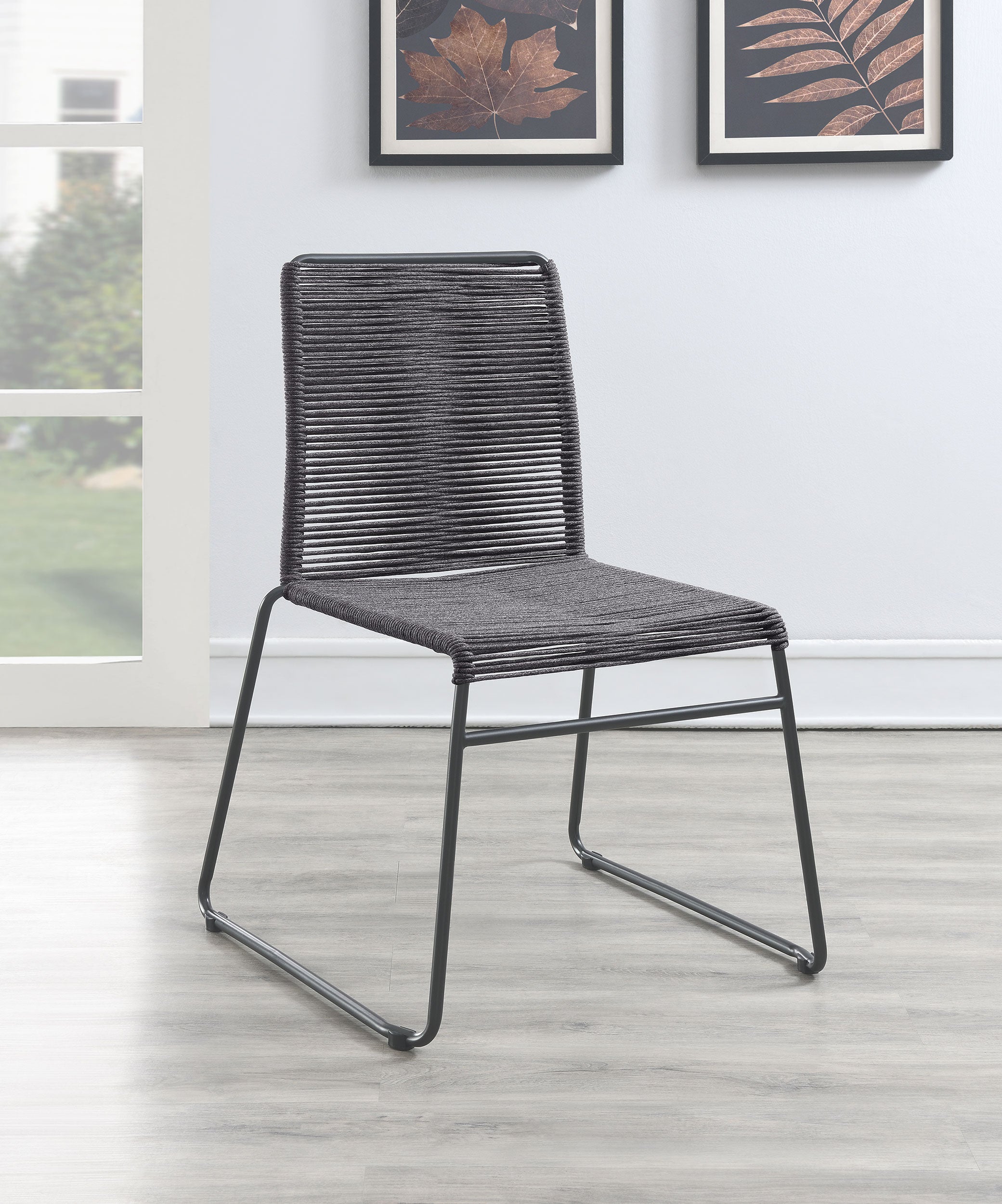 Jerome Woven Rope Stackable Side Chair Charcoal (Set of 2) — view 2