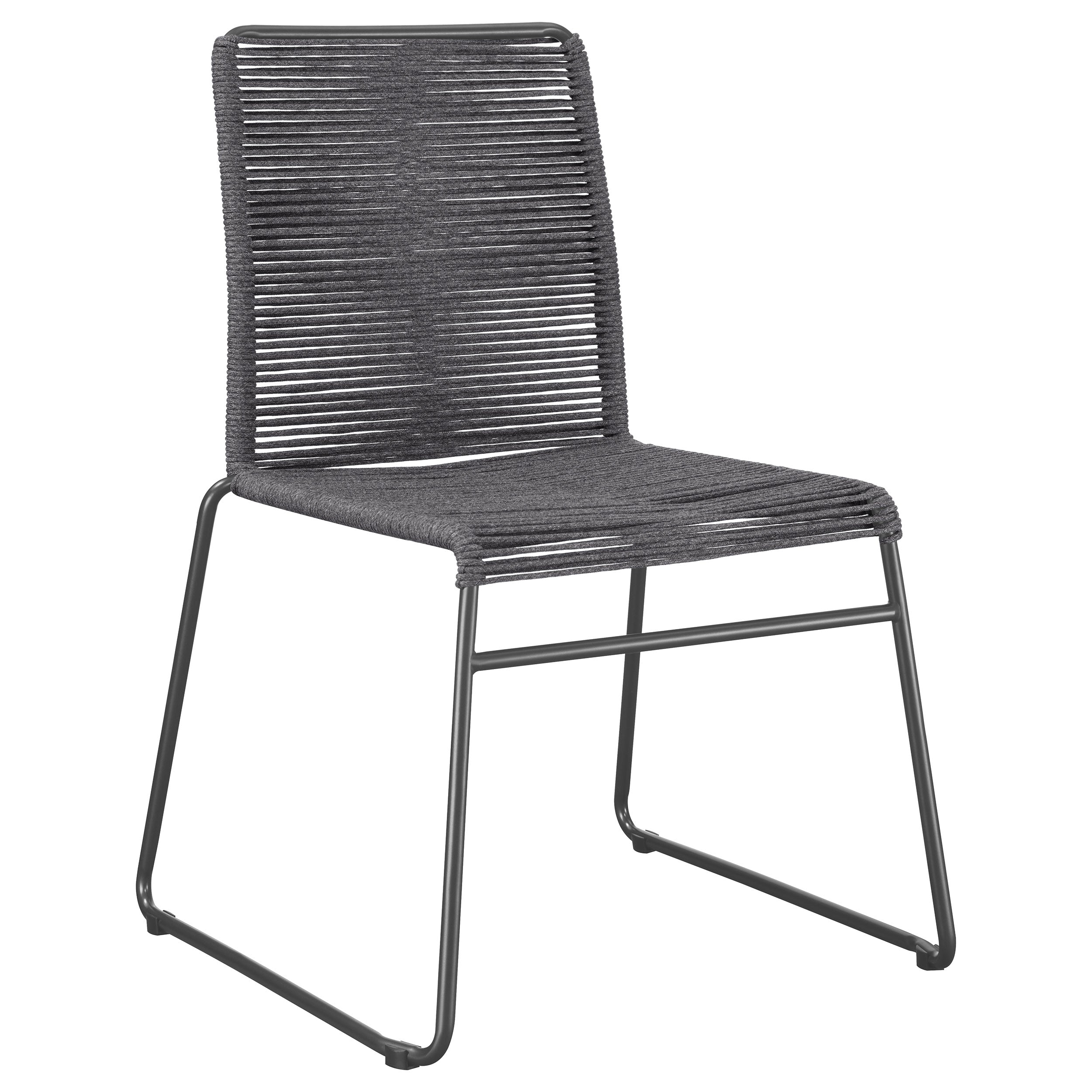 Jerome Woven Rope Stackable Side Chair Charcoal (Set of 2) — view 3