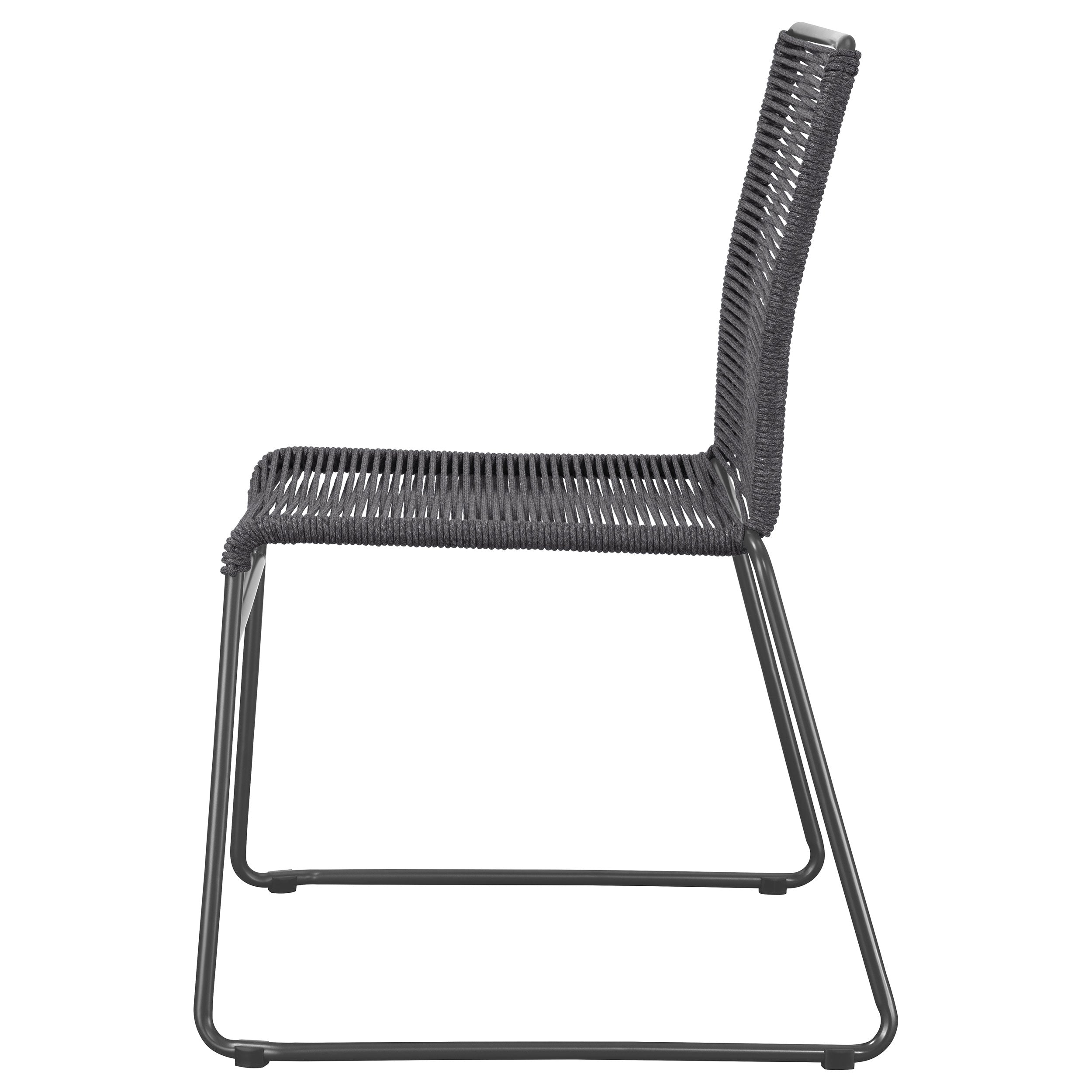 Jerome Woven Rope Stackable Side Chair Charcoal (Set of 2) — view 6