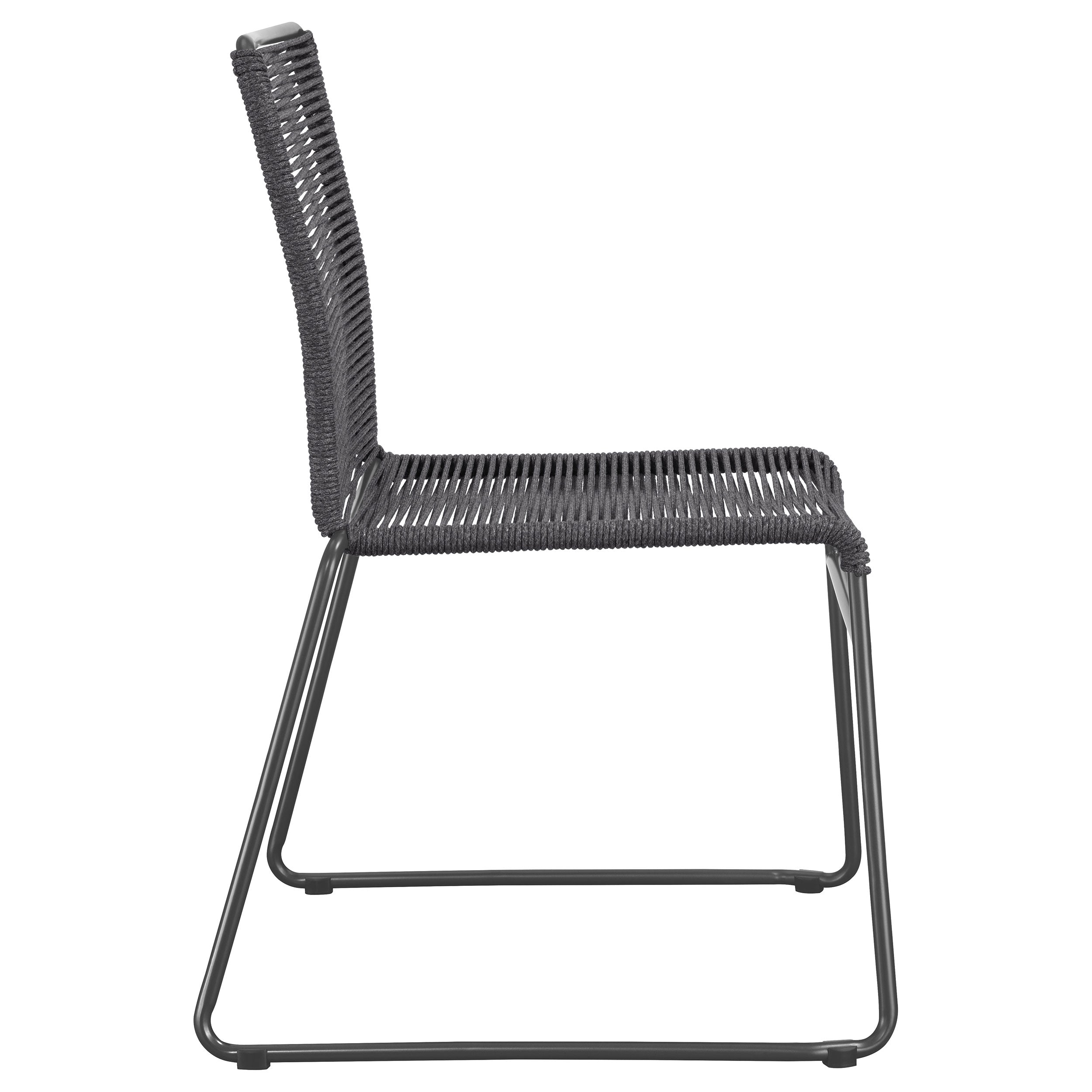 Jerome Woven Rope Stackable Side Chair Charcoal (Set of 2) — view 9