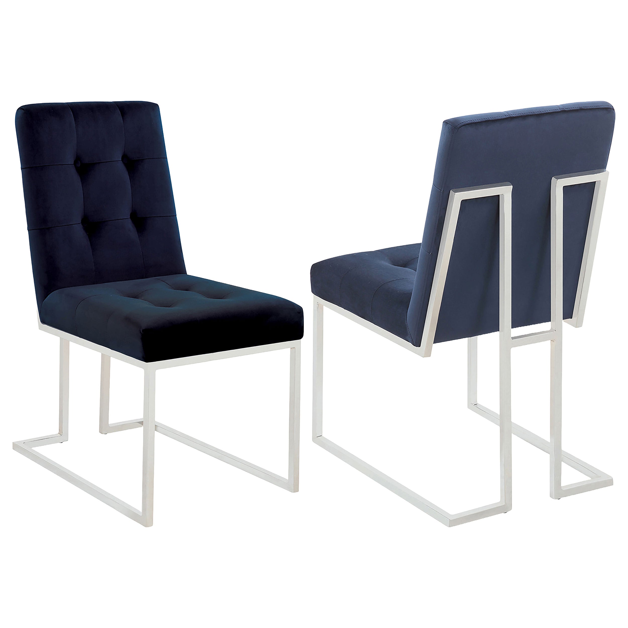 Cisco Velvet Upholstered Dining Side Chair Chrome (Set of 2) — view 1