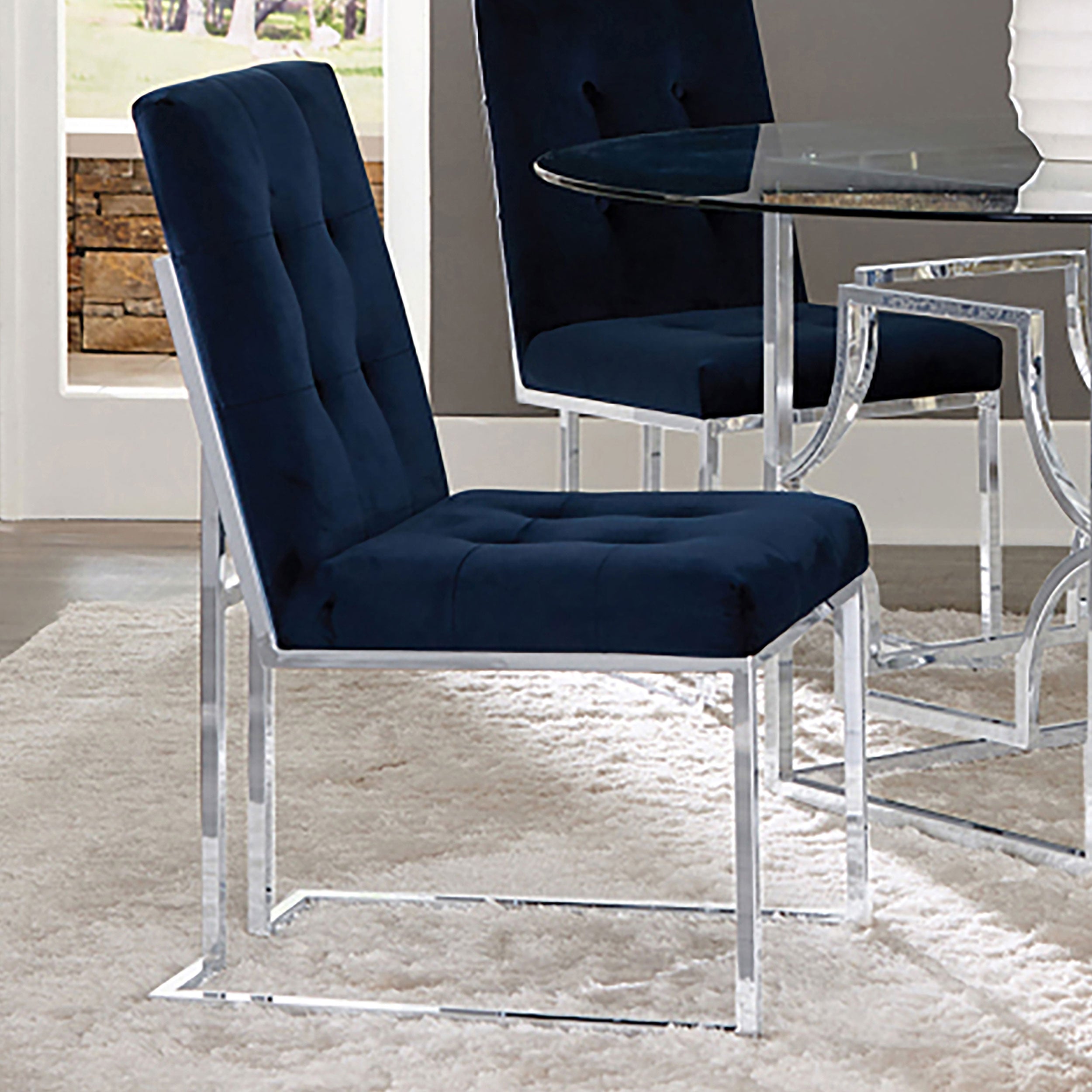Cisco Velvet Upholstered Dining Side Chair Chrome (Set of 2) — view 2