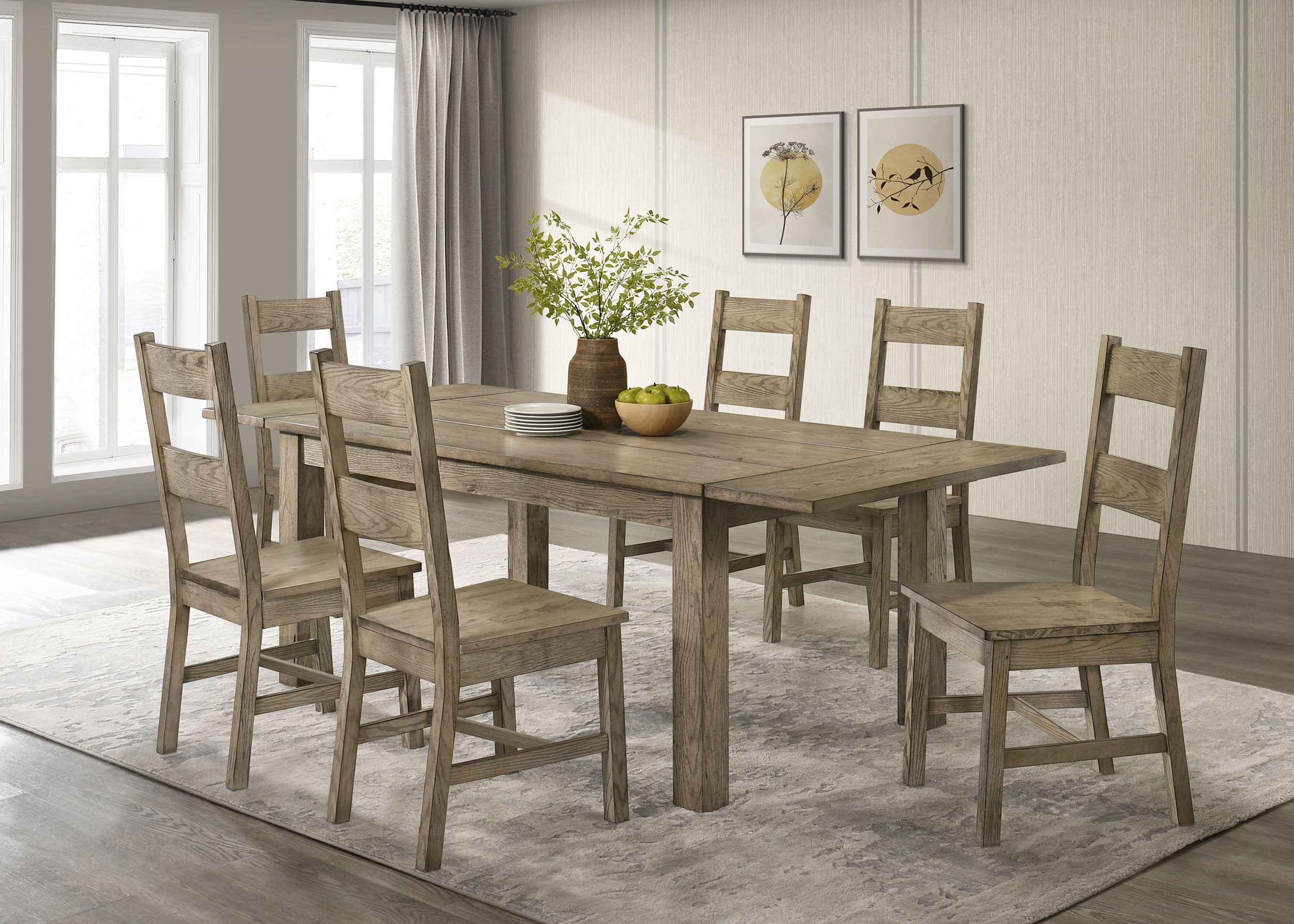 Cardova 87-inch Solid Wood Extension Dining Table Vineyard Oak — view 15